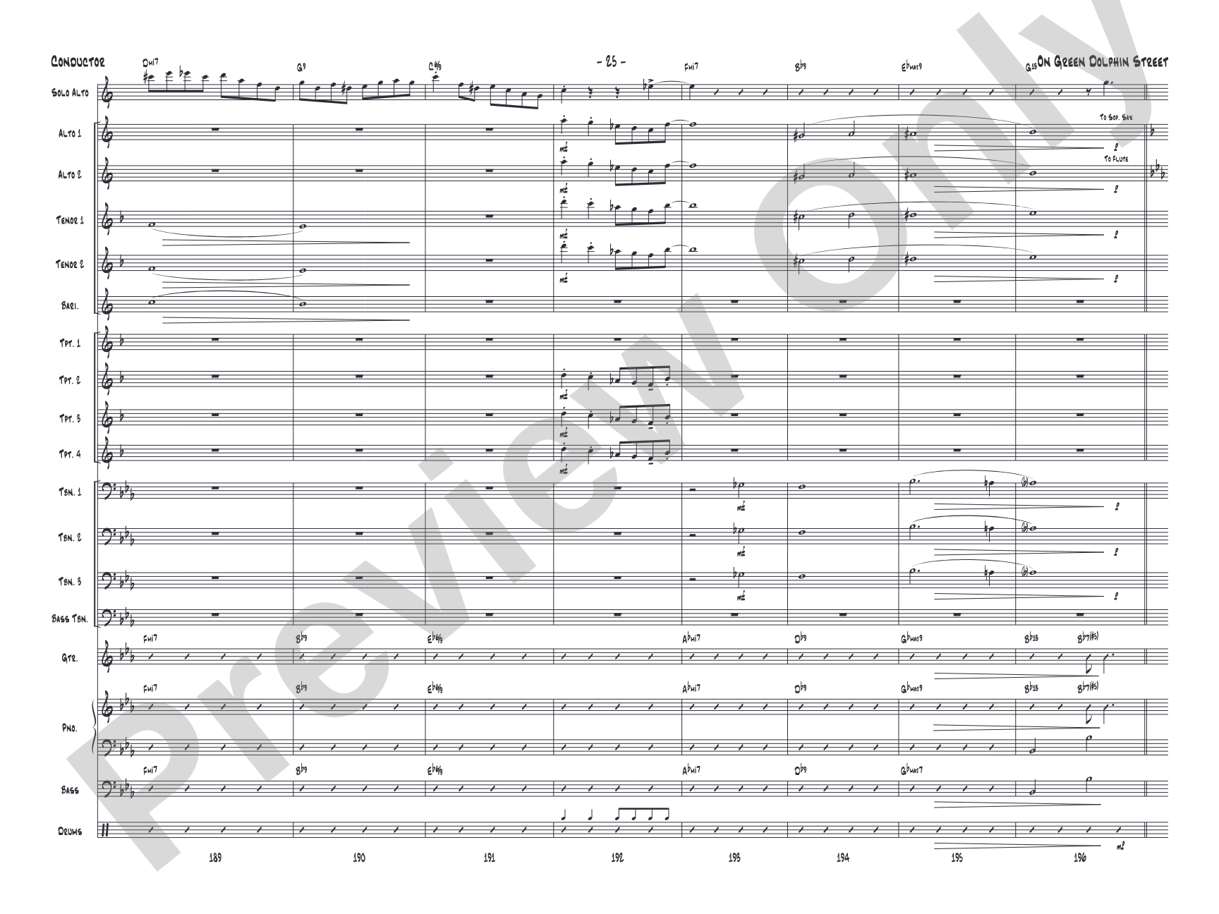 On Green Dolphin Street: Jazz Ensemble Conductor Score & Parts