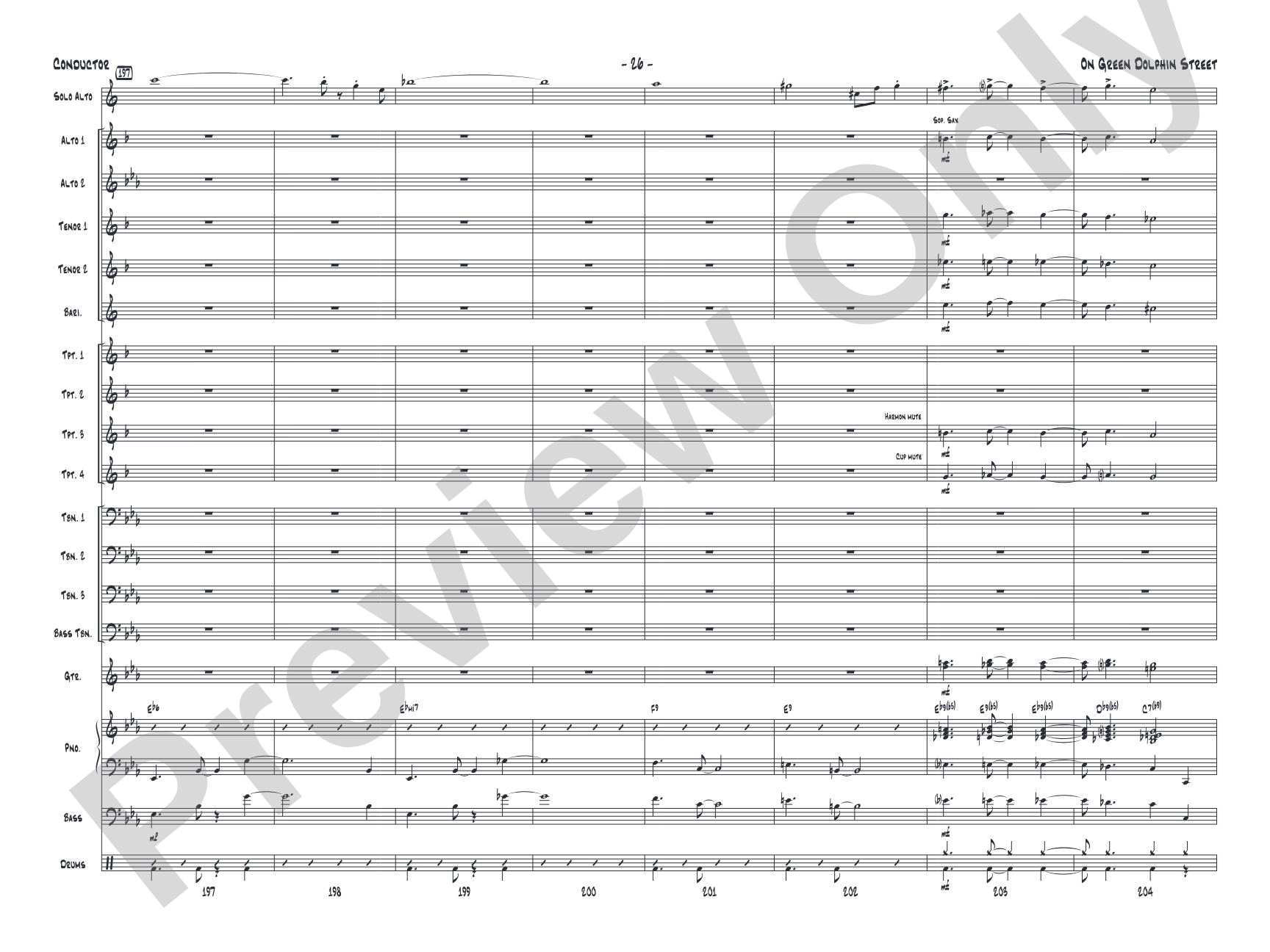 On Green Dolphin Street: Jazz Ensemble Conductor Score & Parts
