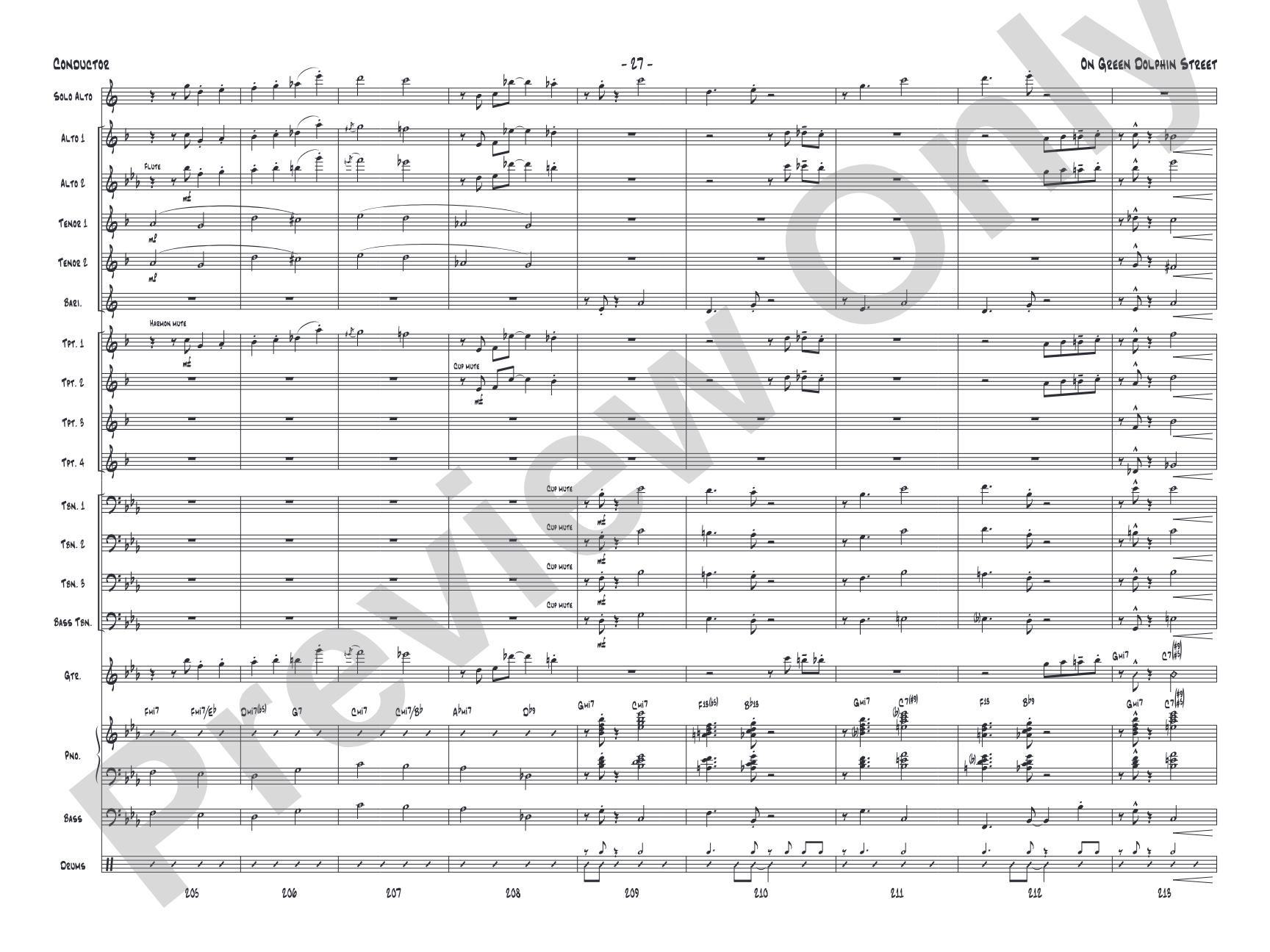 On Green Dolphin Street: Jazz Ensemble Conductor Score & Parts