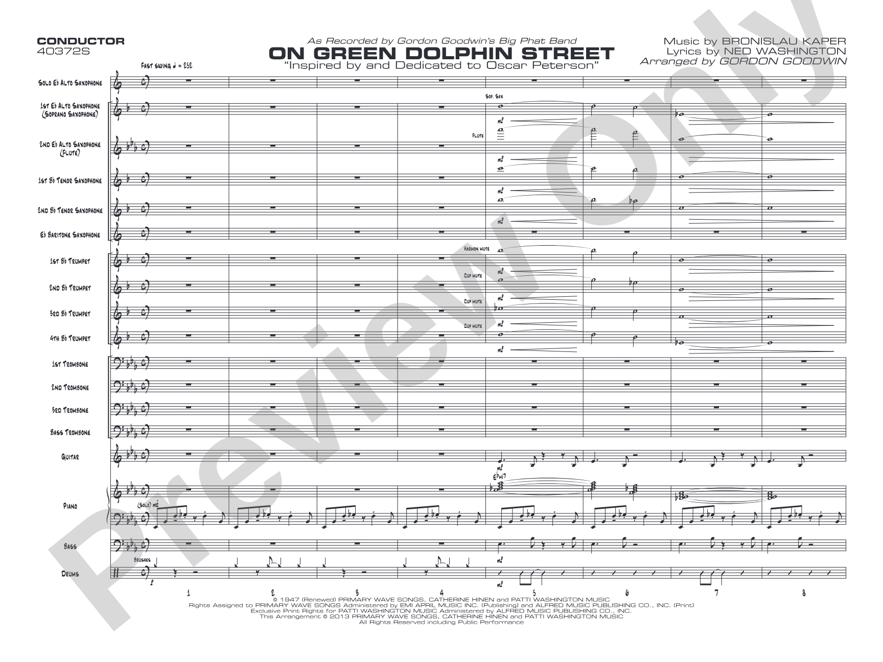On Green Dolphin Street: Jazz Ensemble Conductor Score & Parts