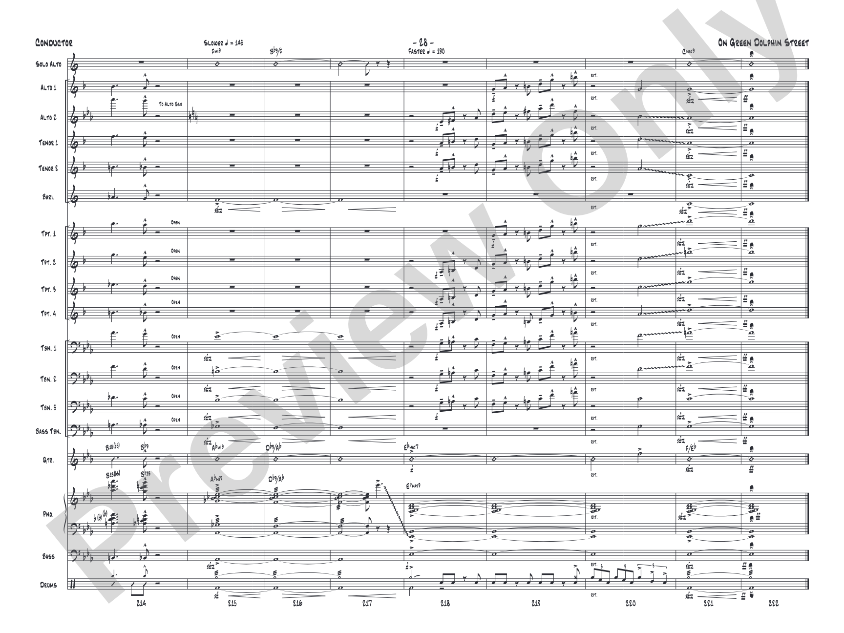 On Green Dolphin Street: Jazz Ensemble Conductor Score & Parts