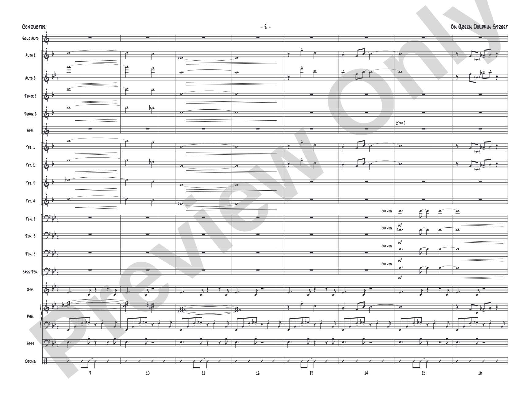 On Green Dolphin Street: Jazz Ensemble Conductor Score & Parts