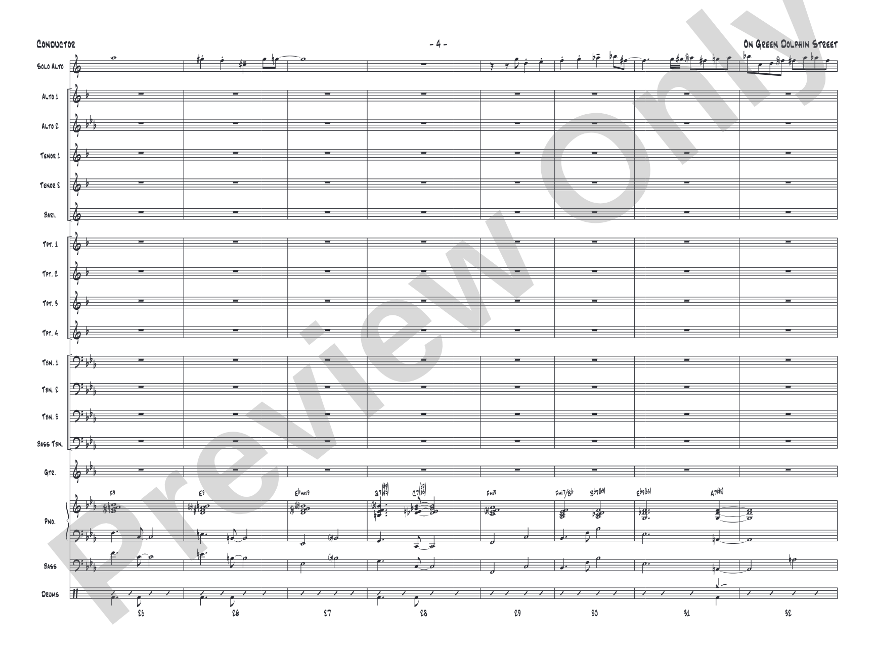 On Green Dolphin Street: Jazz Ensemble Conductor Score & Parts