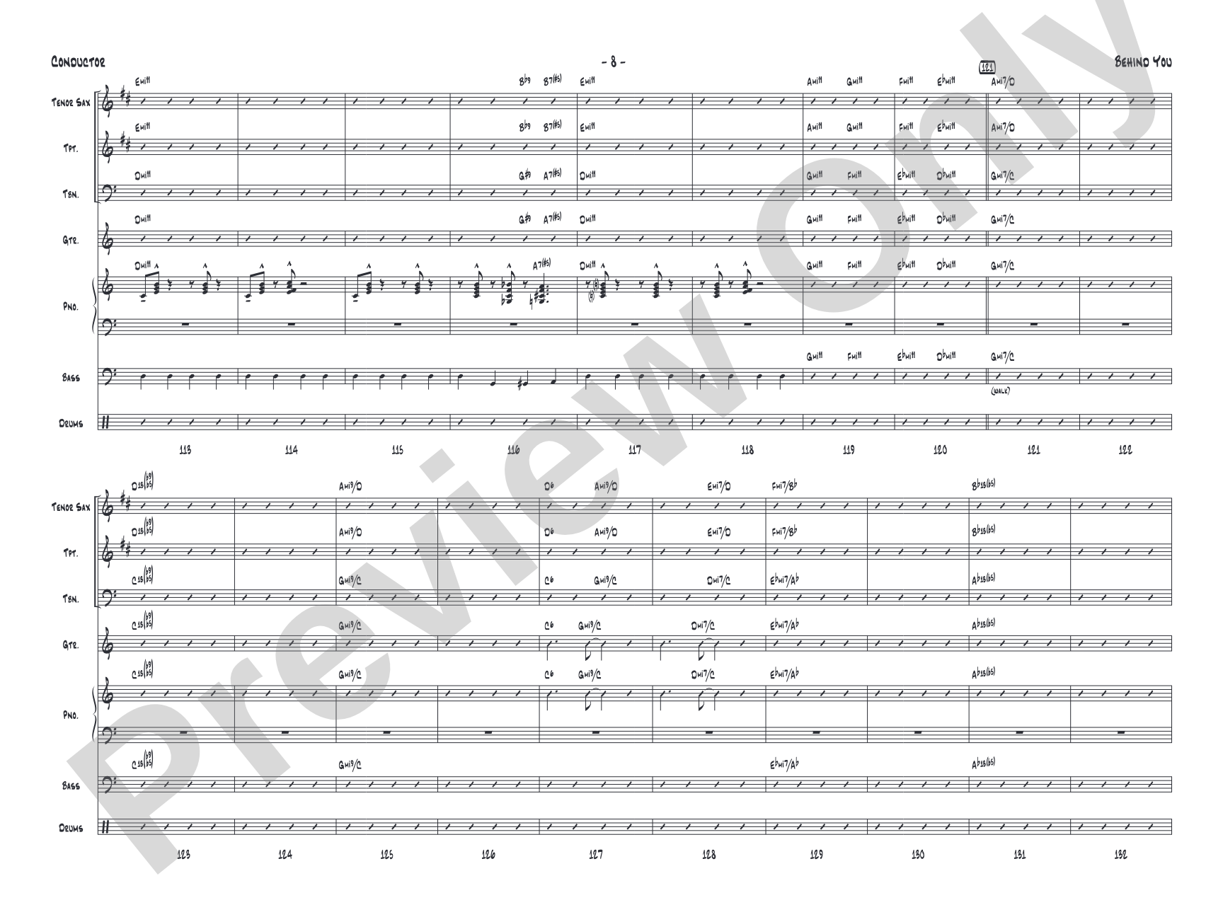 Behind You: Jazz Ensemble Conductor Score & Parts