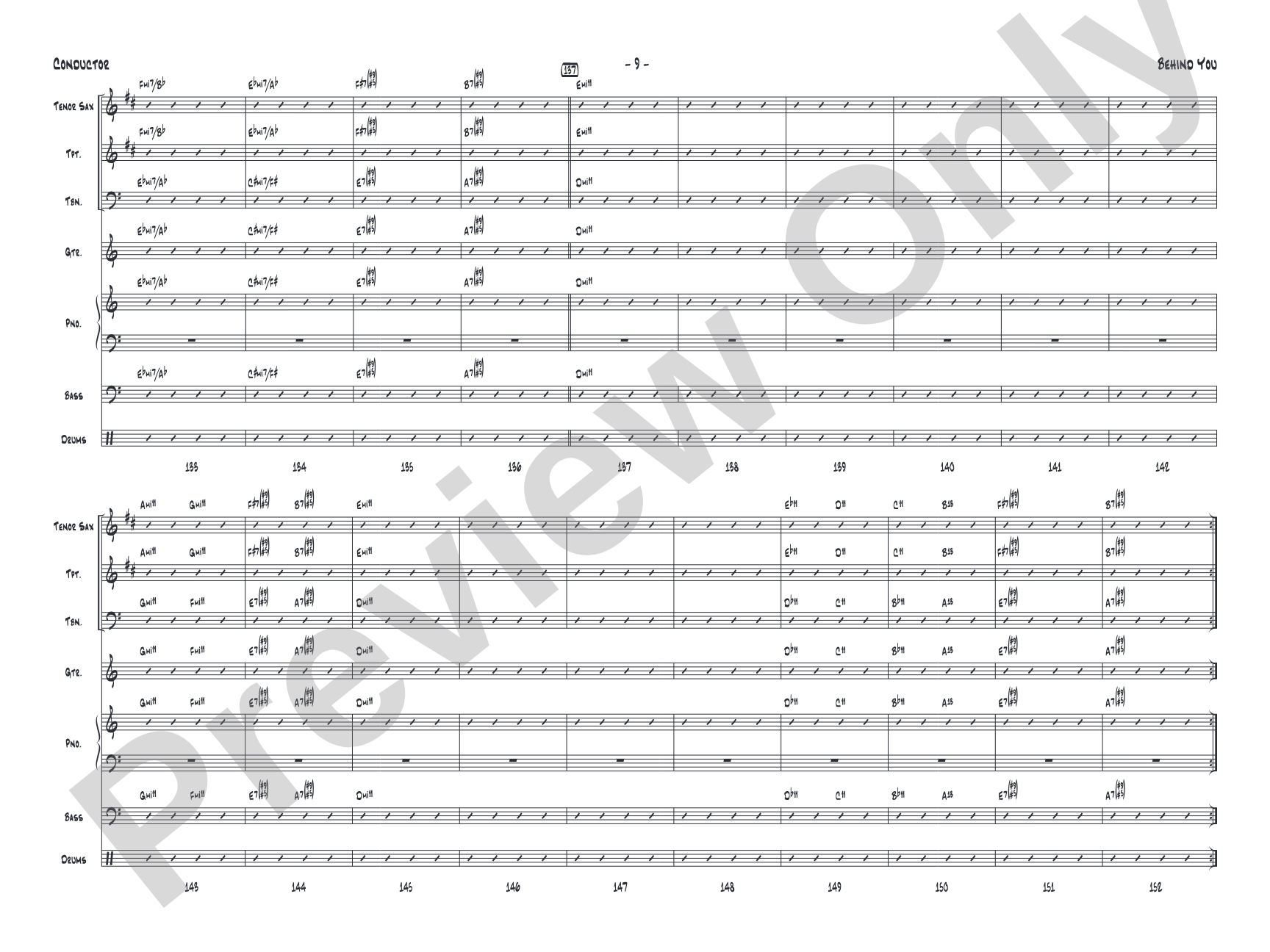 Behind You: Jazz Ensemble Conductor Score & Parts