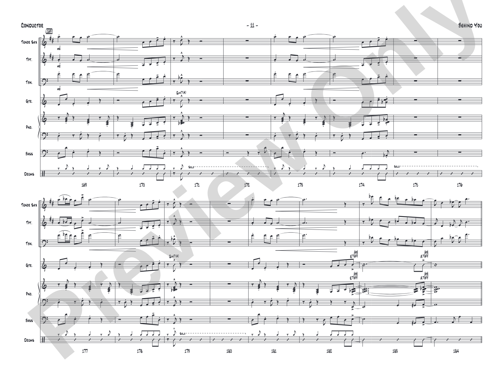 Behind You: Jazz Ensemble Conductor Score & Parts