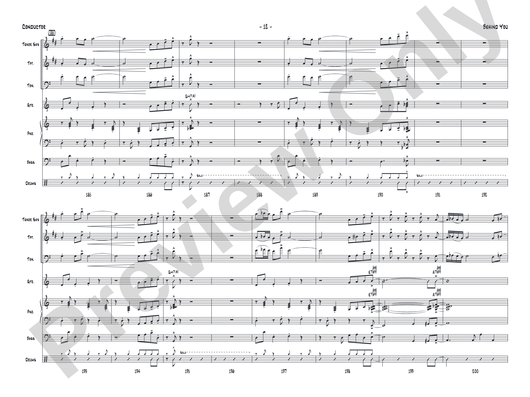 Behind You: Jazz Ensemble Conductor Score & Parts