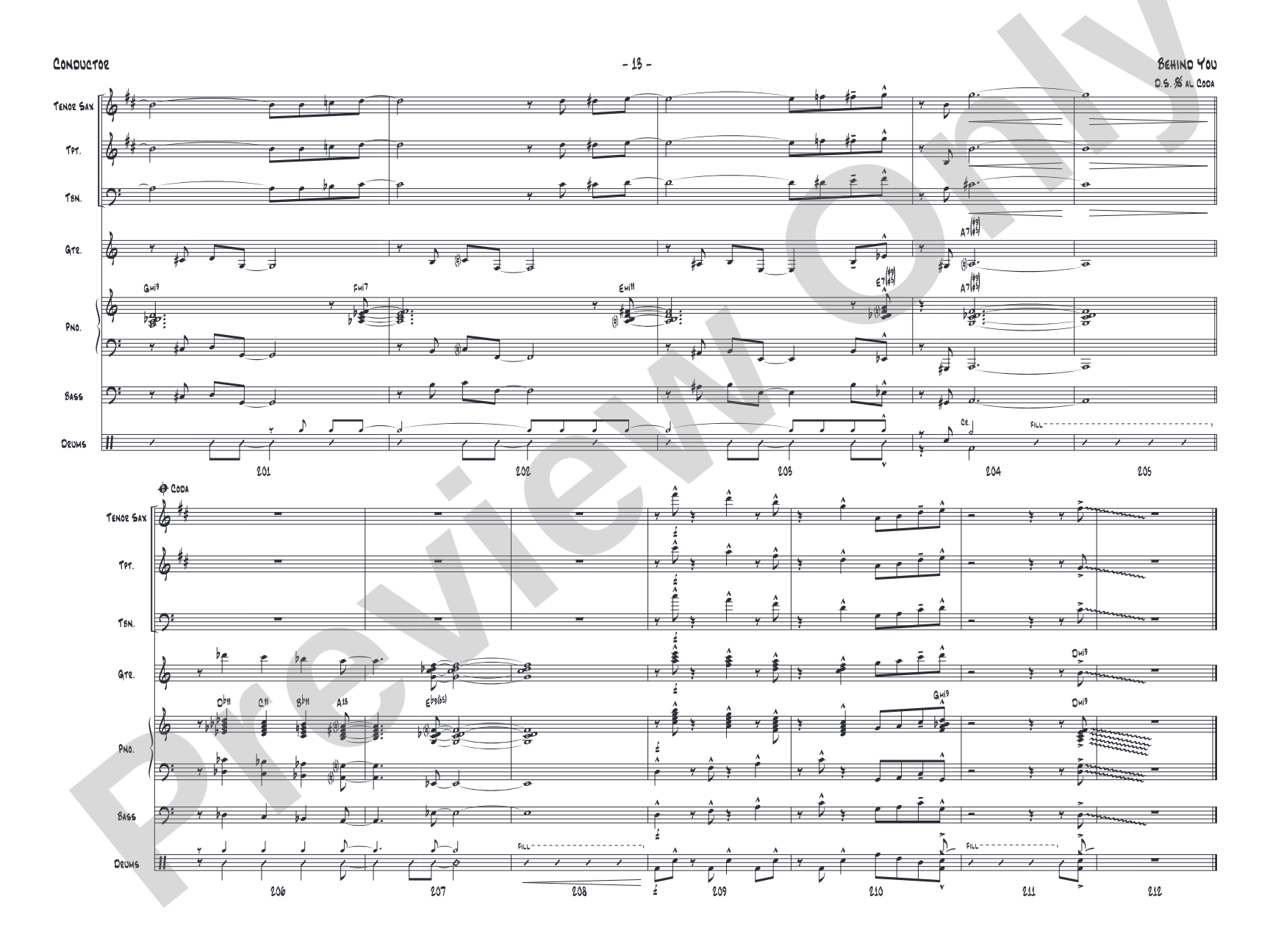 Behind You: Jazz Ensemble Conductor Score & Parts