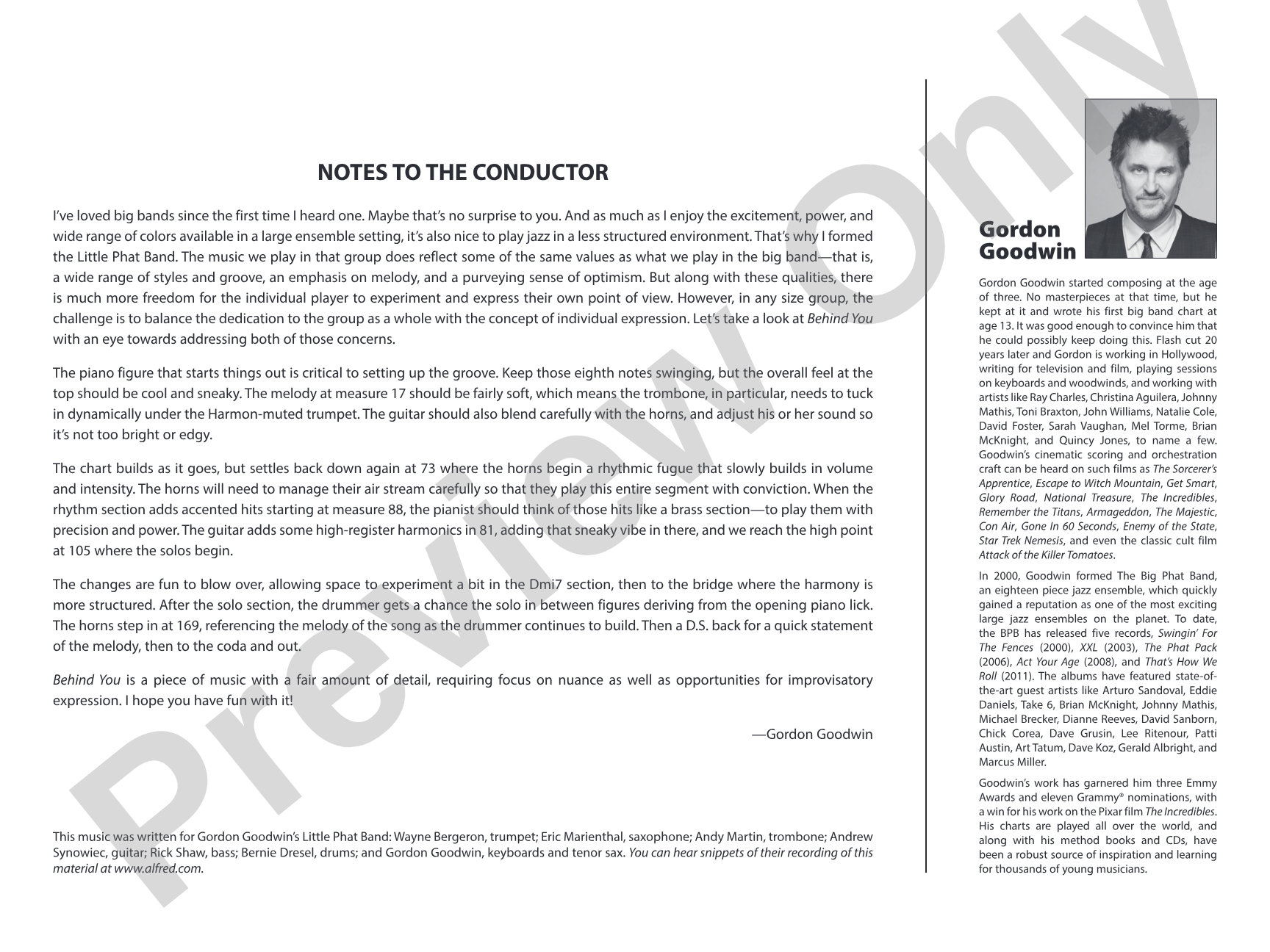 Behind You: Jazz Ensemble Conductor Score & Parts