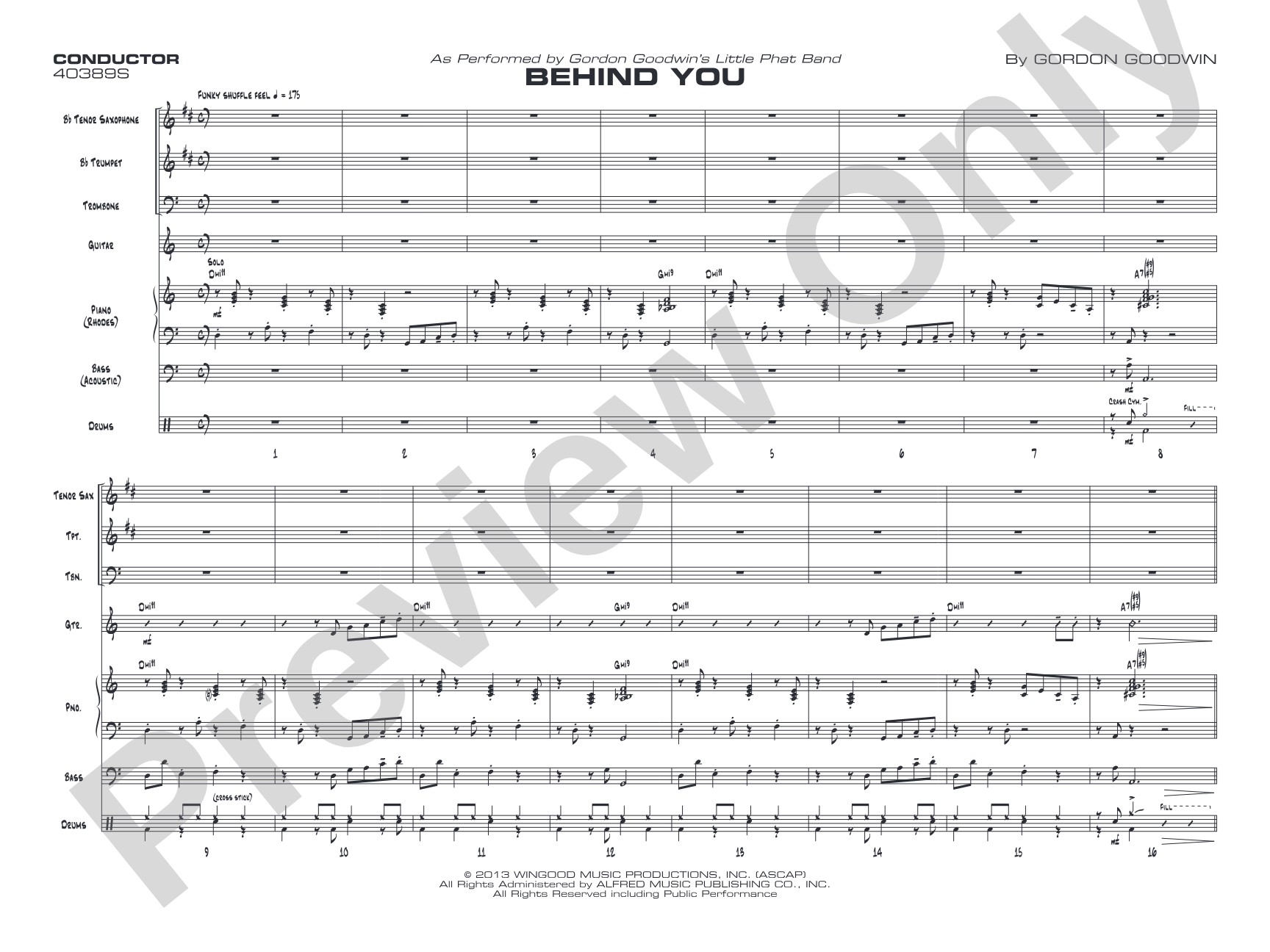 Behind You: Jazz Ensemble Conductor Score & Parts
