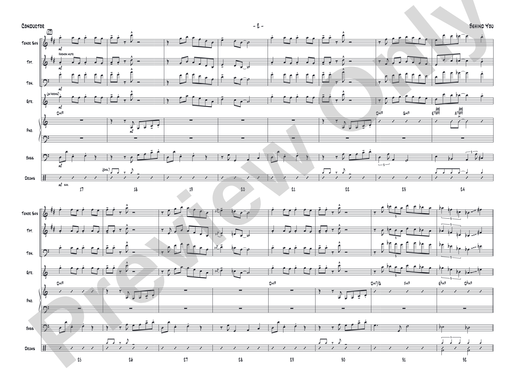 Behind You: Jazz Ensemble Conductor Score & Parts