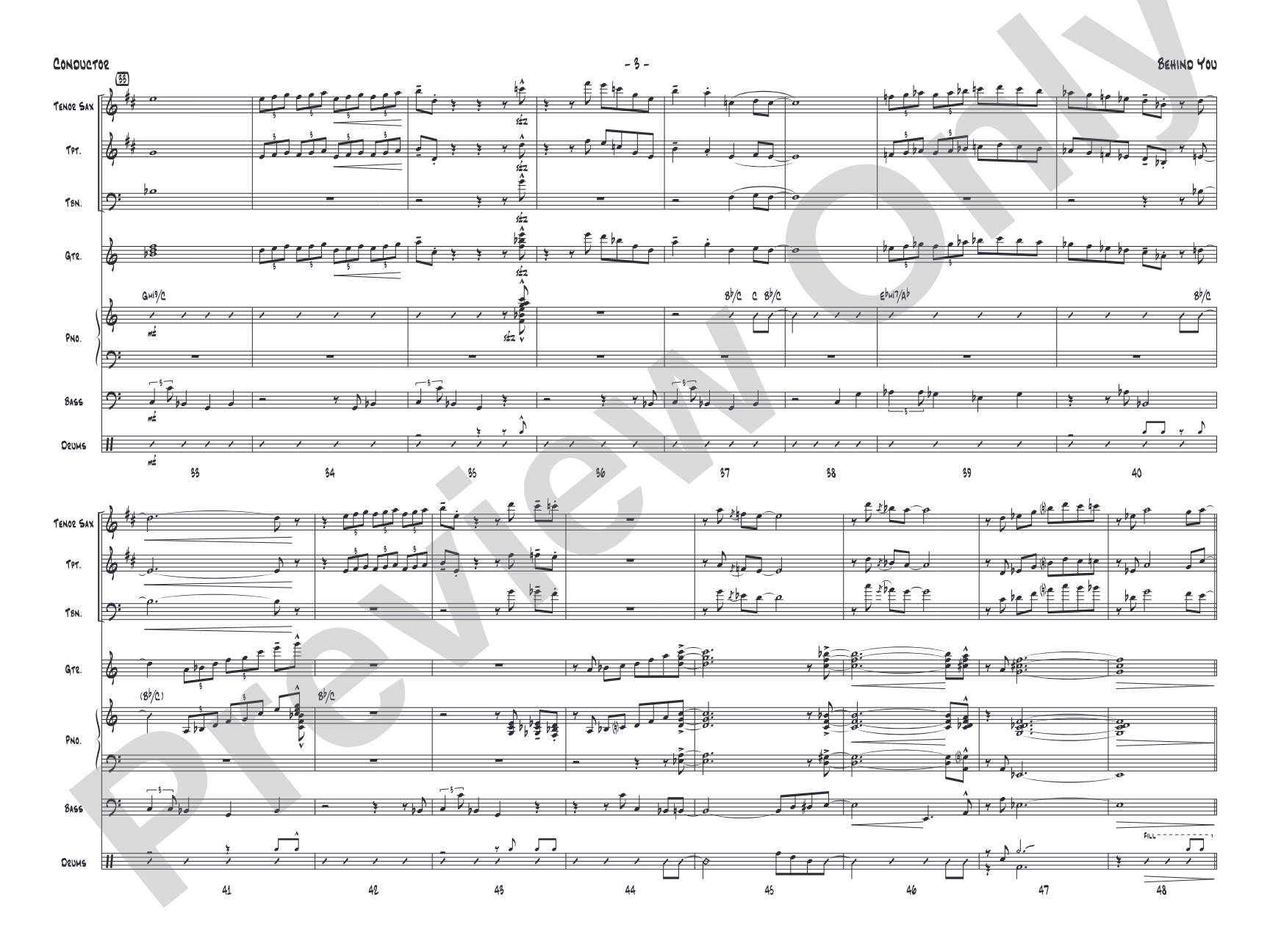 Behind You: Jazz Ensemble Conductor Score & Parts