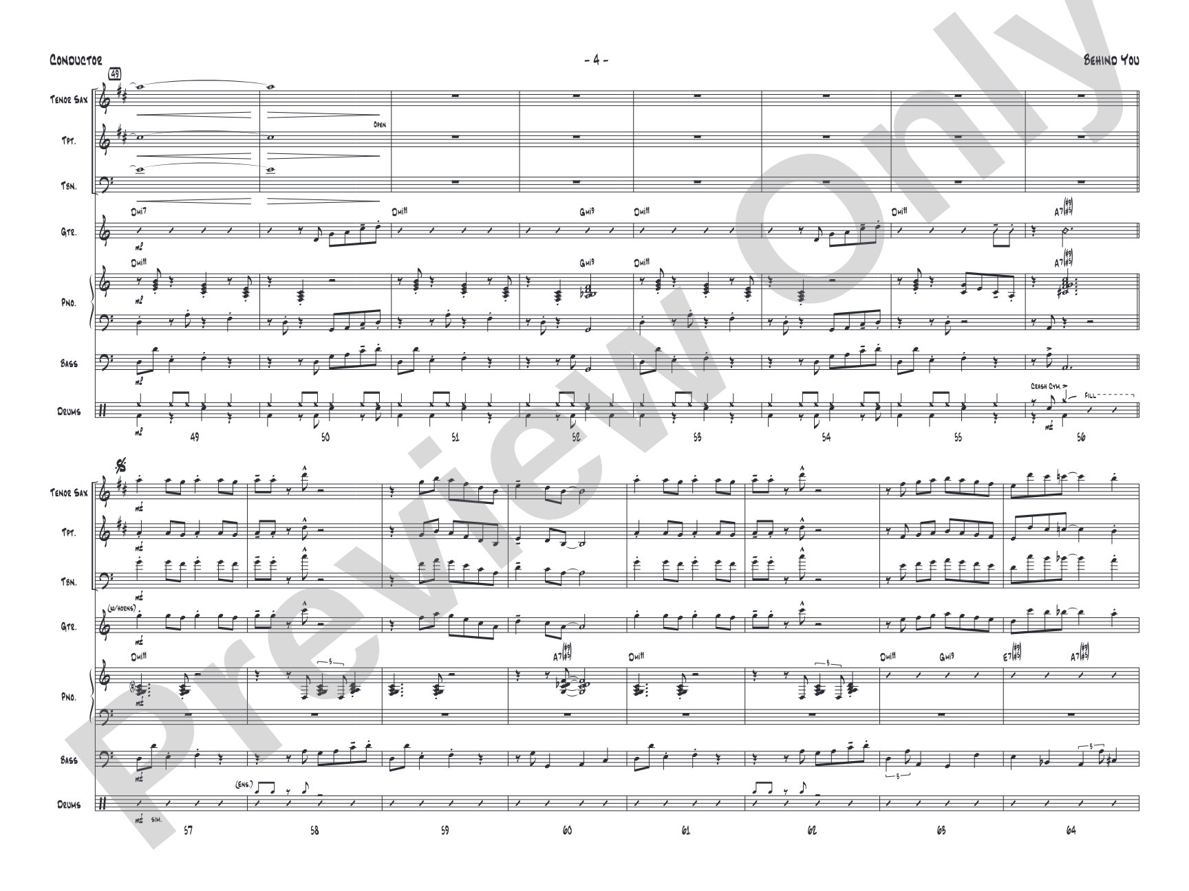 Behind You: Jazz Ensemble Conductor Score & Parts