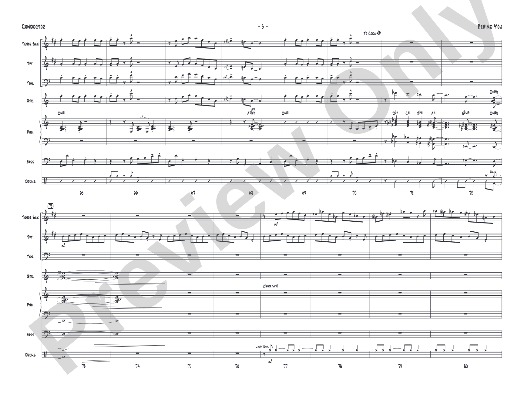 Behind You: Jazz Ensemble Conductor Score & Parts