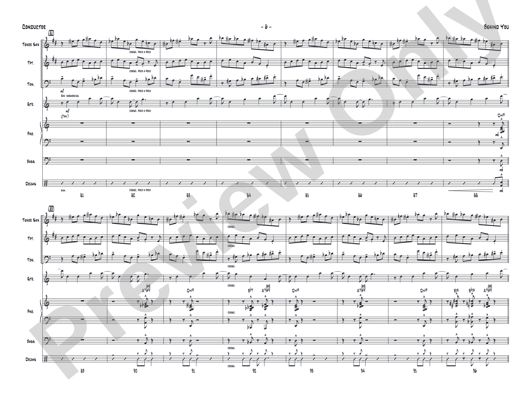 Behind You: Jazz Ensemble Conductor Score & Parts