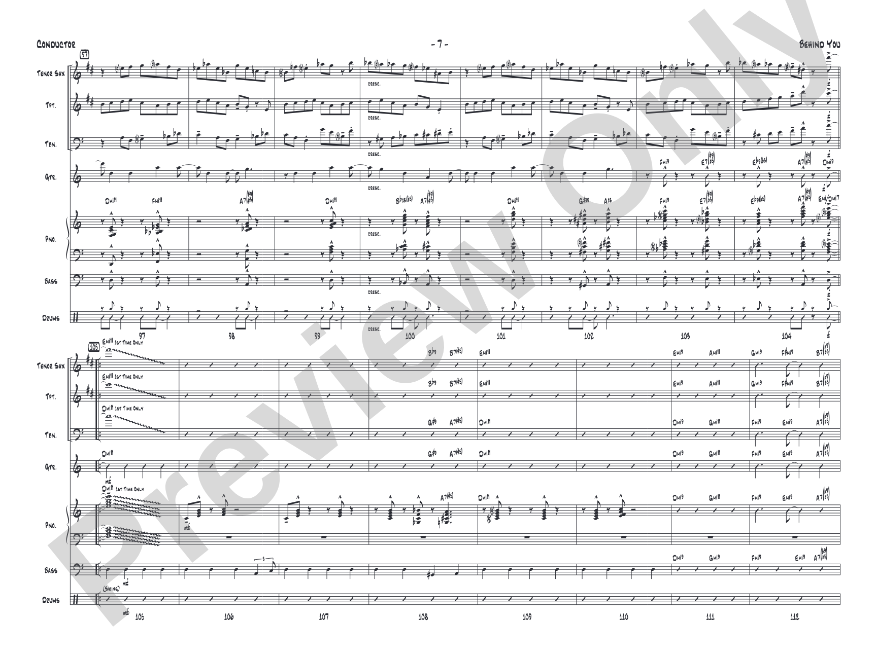 Behind You: Jazz Ensemble Conductor Score & Parts