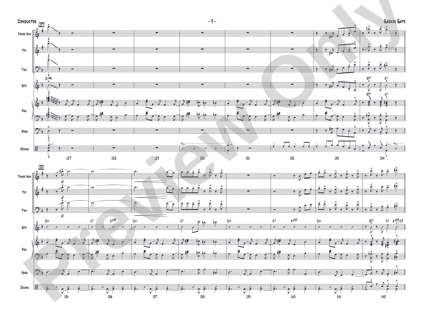 Garaje Gato: Jazz Ensemble Conductor Score & Parts