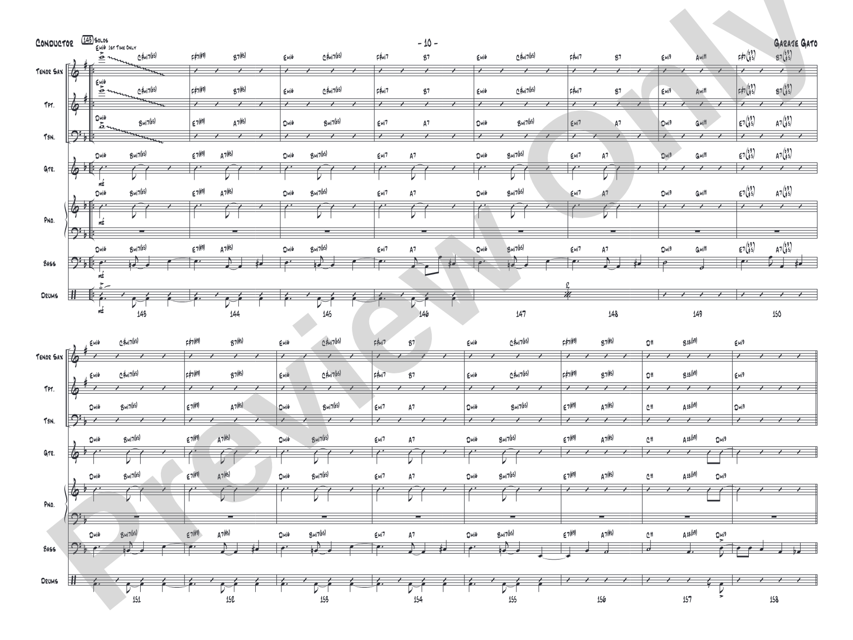 Garaje Gato: Jazz Ensemble Conductor Score & Parts
