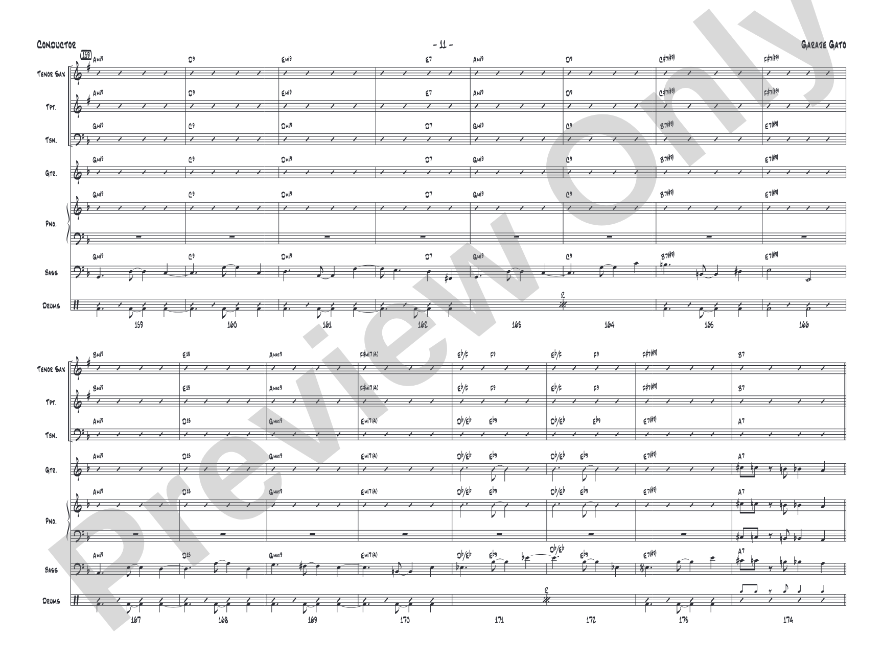 Garaje Gato: Jazz Ensemble Conductor Score & Parts
