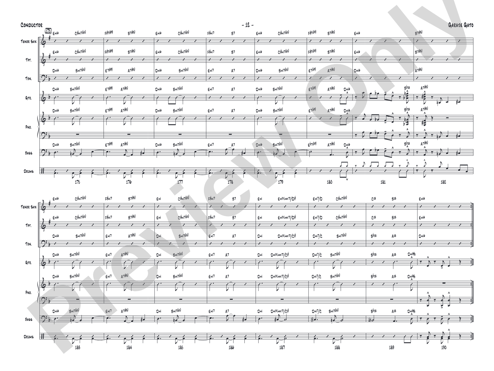 Garaje Gato: Jazz Ensemble Conductor Score & Parts