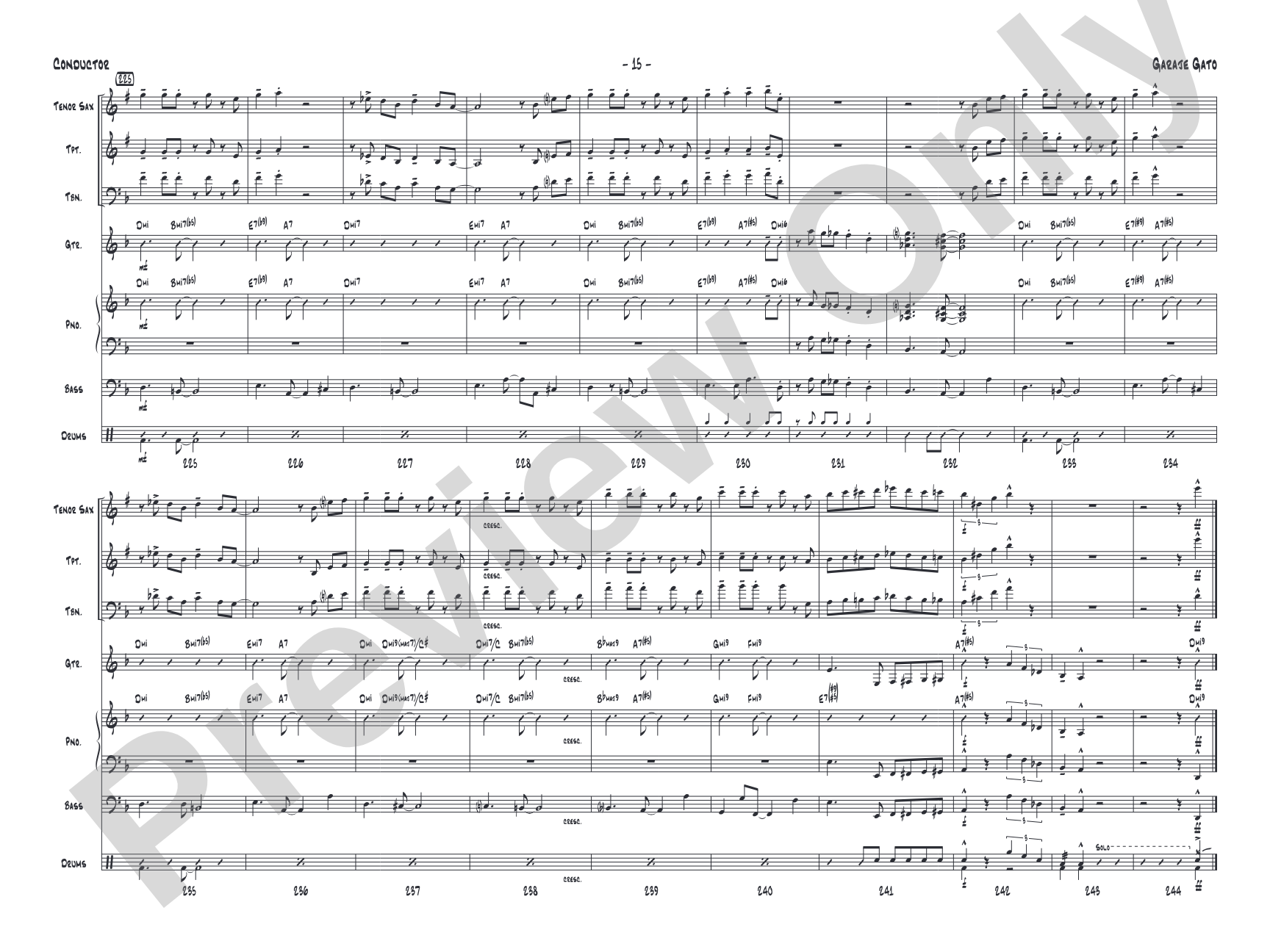 Garaje Gato: Jazz Ensemble Conductor Score & Parts