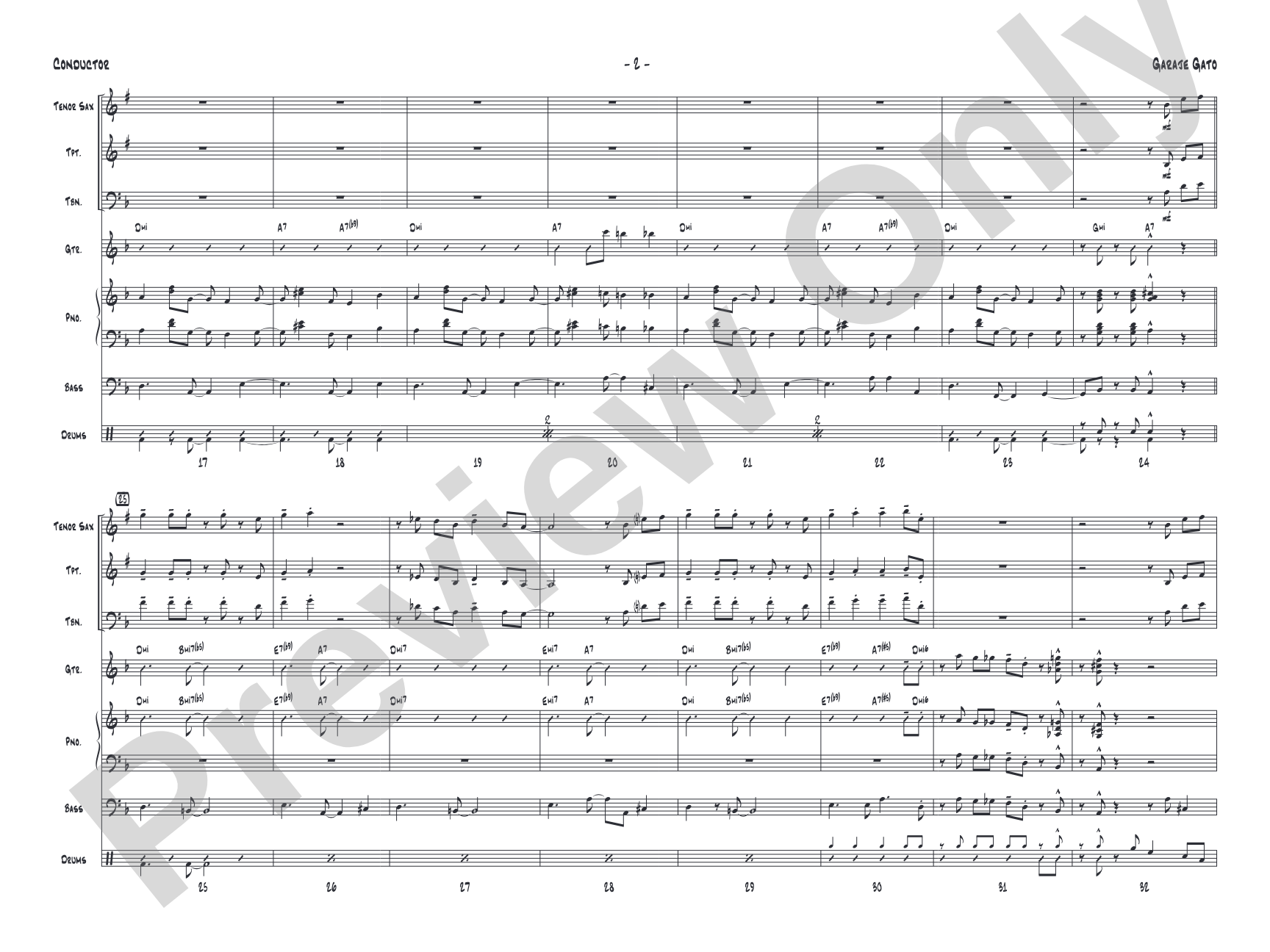 Garaje Gato: Jazz Ensemble Conductor Score & Parts