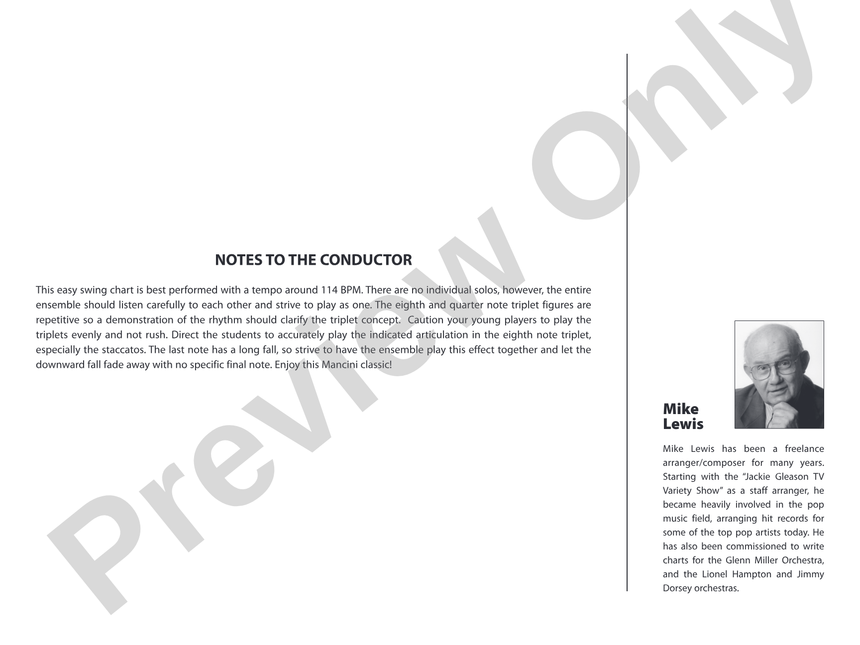 The Pink Panther: Jazz Ensemble Conductor Score & Parts