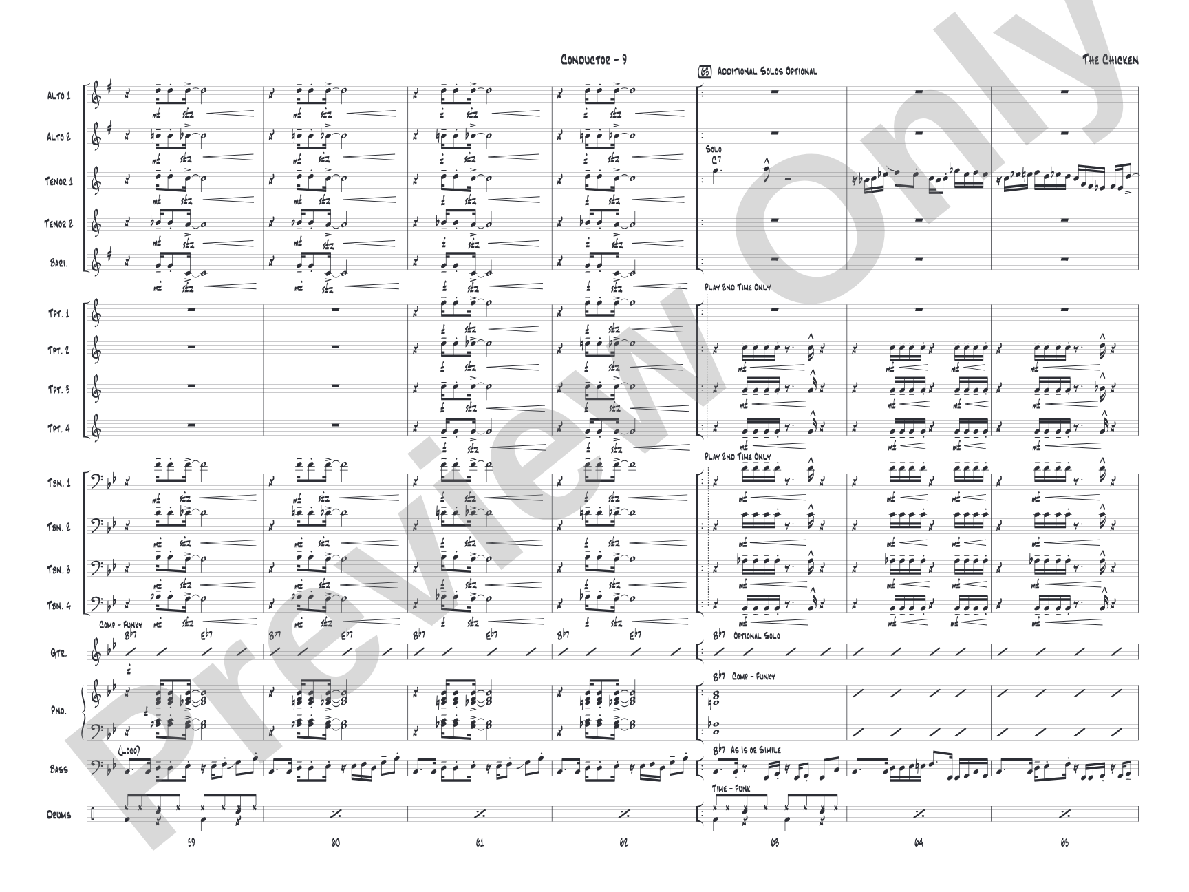 The Chicken: Jazz Ensemble Conductor Score & Parts