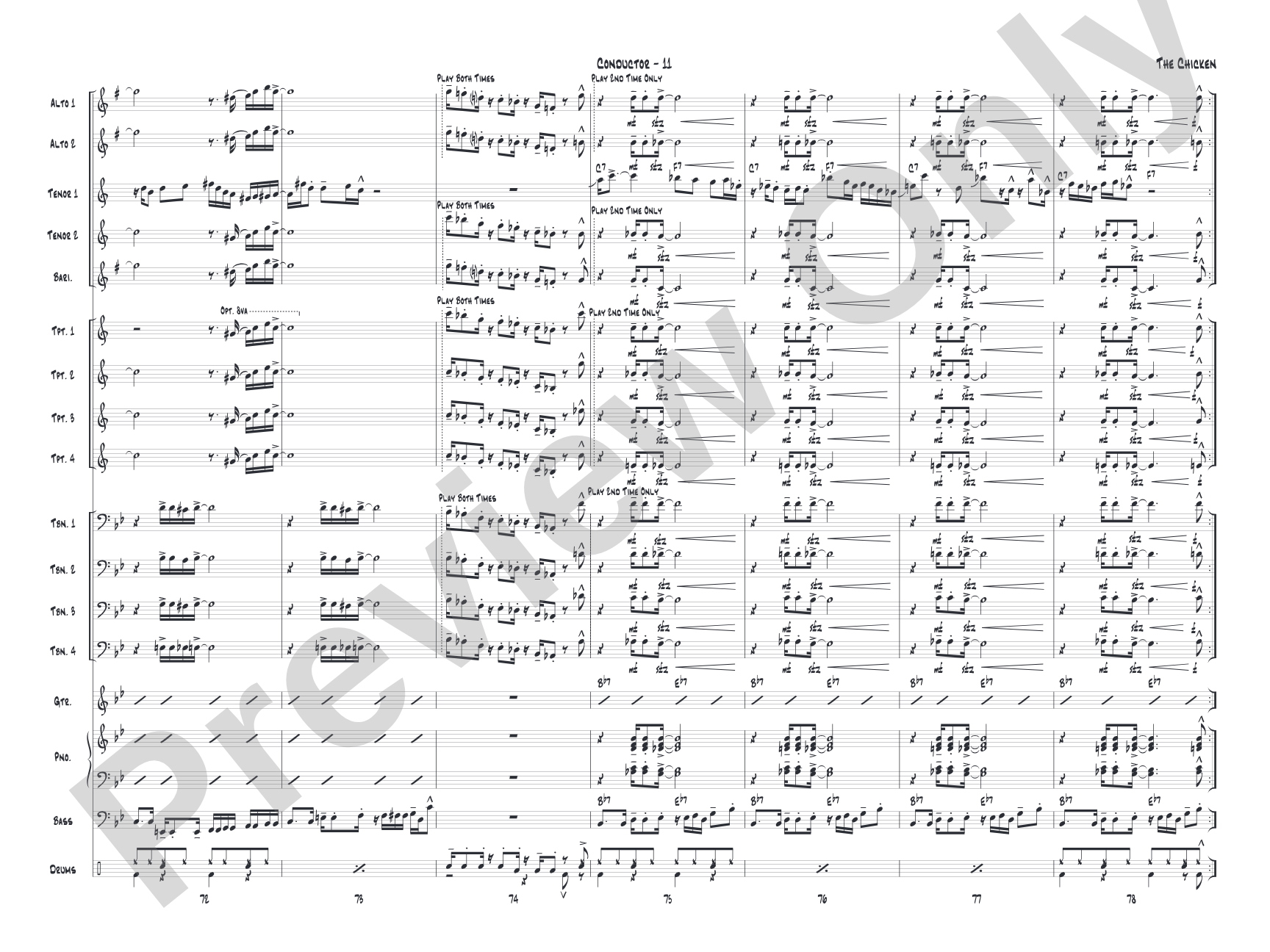 The Chicken: Jazz Ensemble Conductor Score & Parts