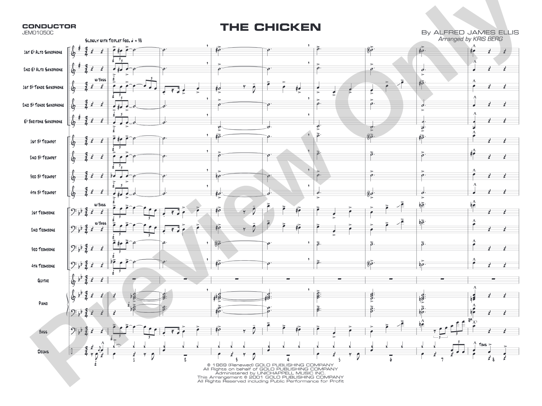 The Chicken: Jazz Ensemble Conductor Score & Parts