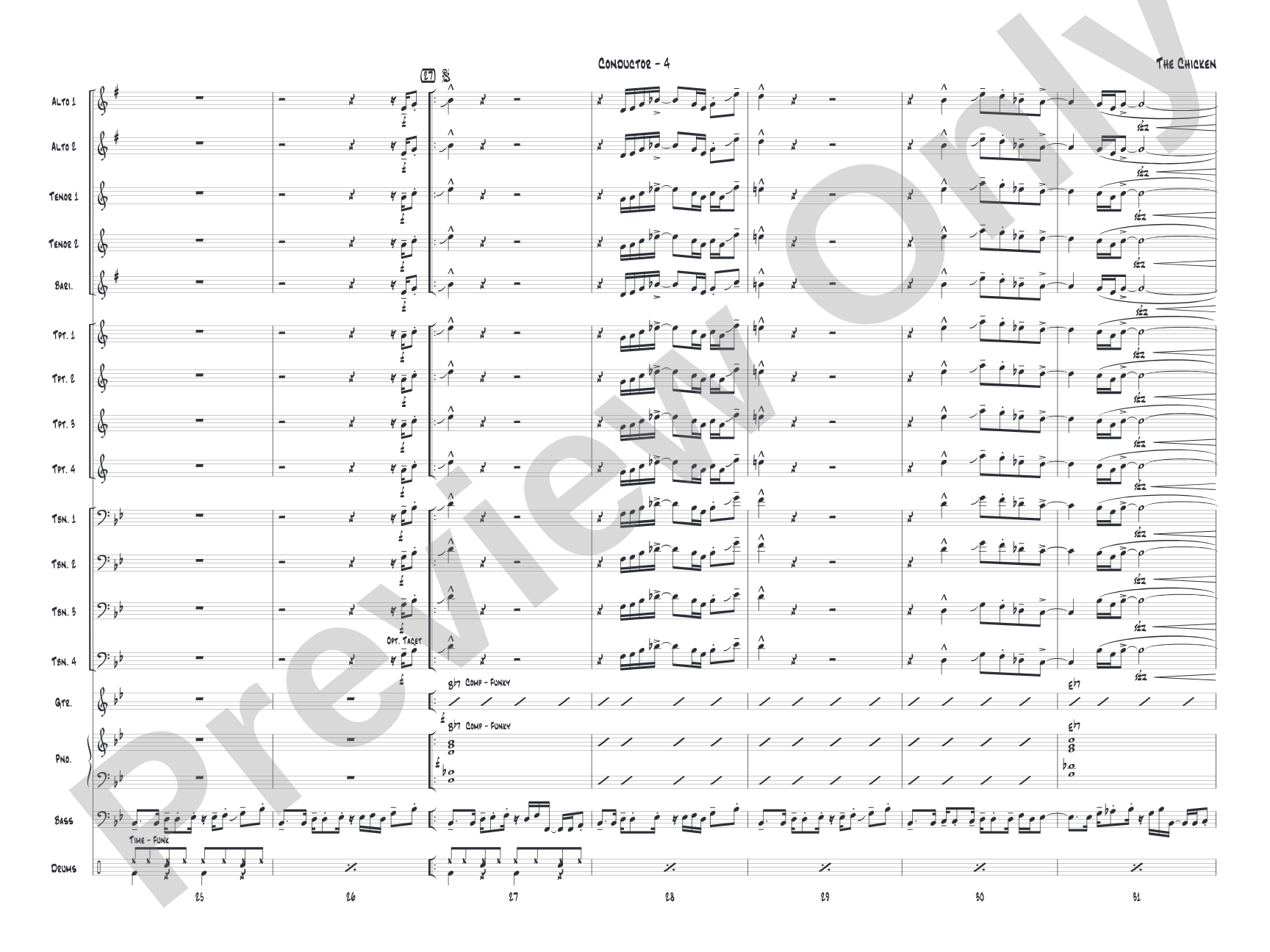 The Chicken: Jazz Ensemble Conductor Score & Parts