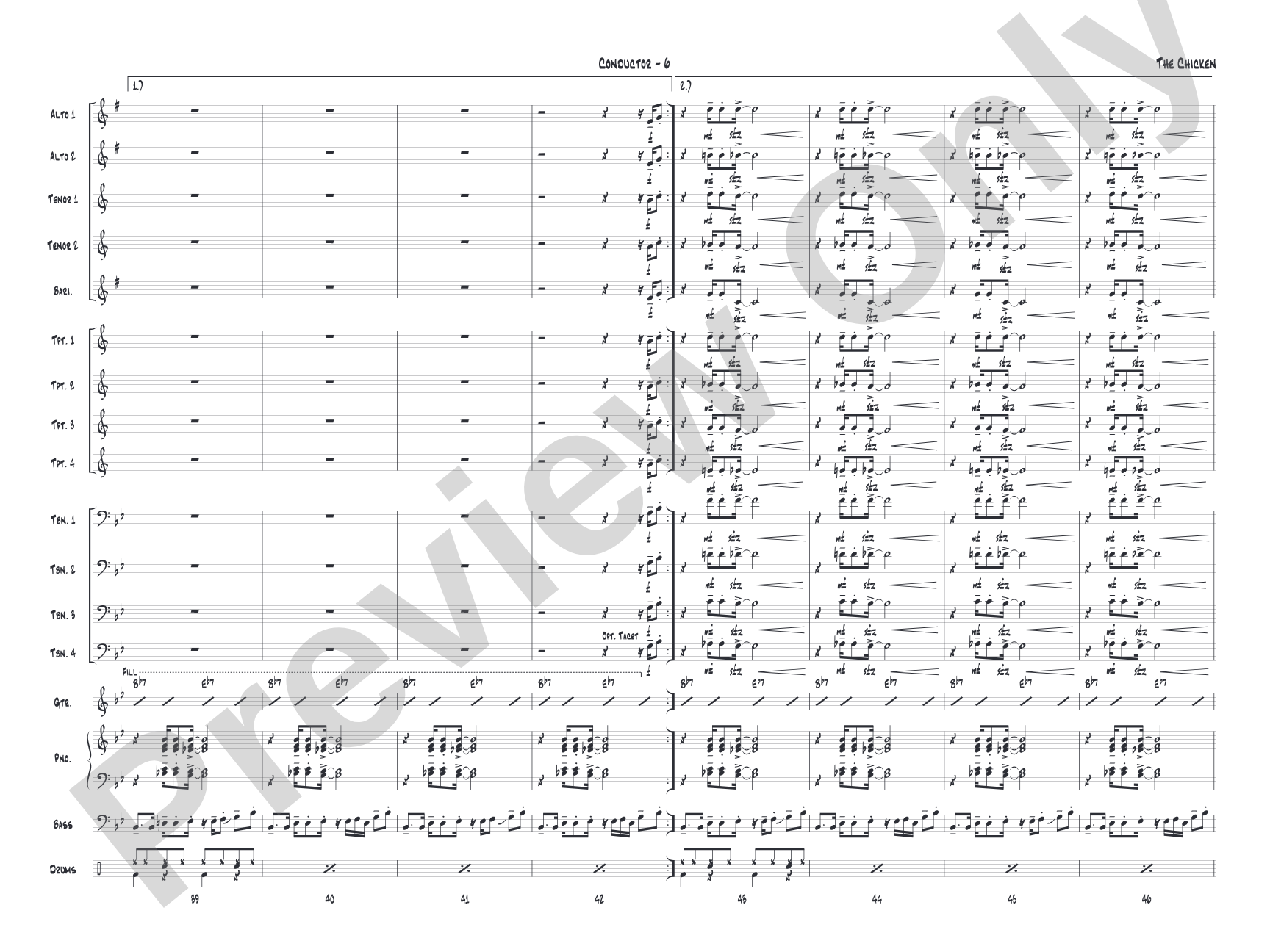 The Chicken: Jazz Ensemble Conductor Score & Parts