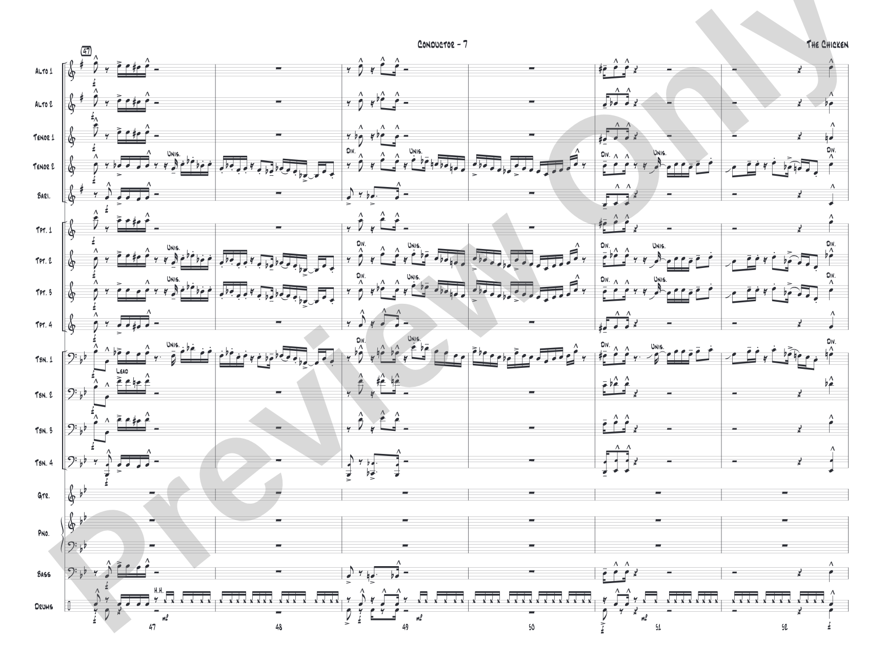 The Chicken: Jazz Ensemble Conductor Score & Parts