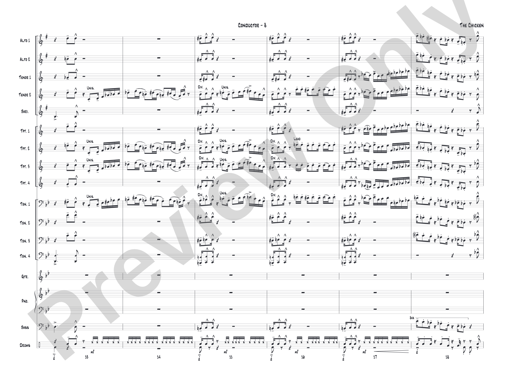 The Chicken: Jazz Ensemble Conductor Score & Parts