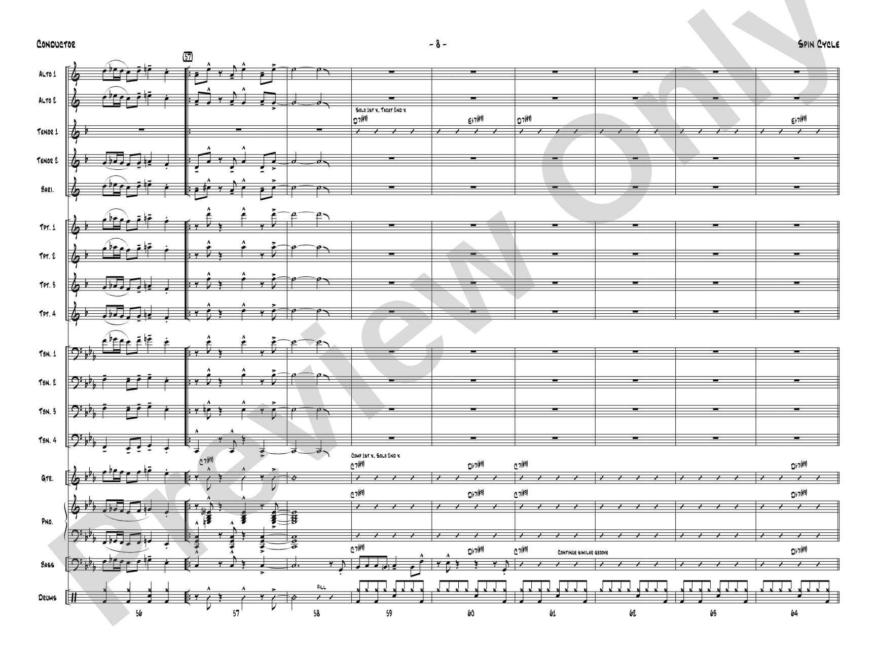 Spin Cycle: Jazz Ensemble Conductor Score & Parts
