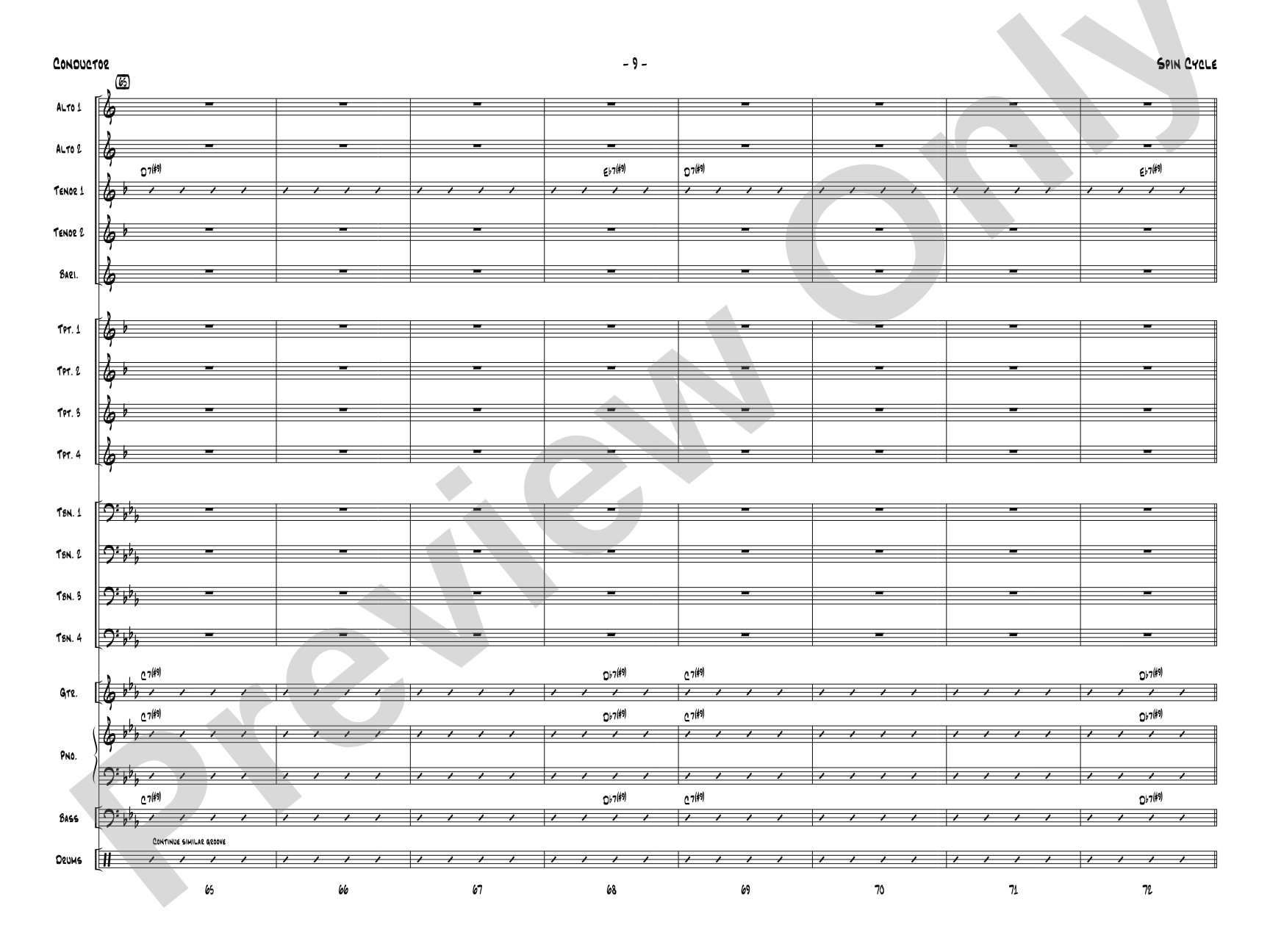 Spin Cycle: Jazz Ensemble Conductor Score & Parts