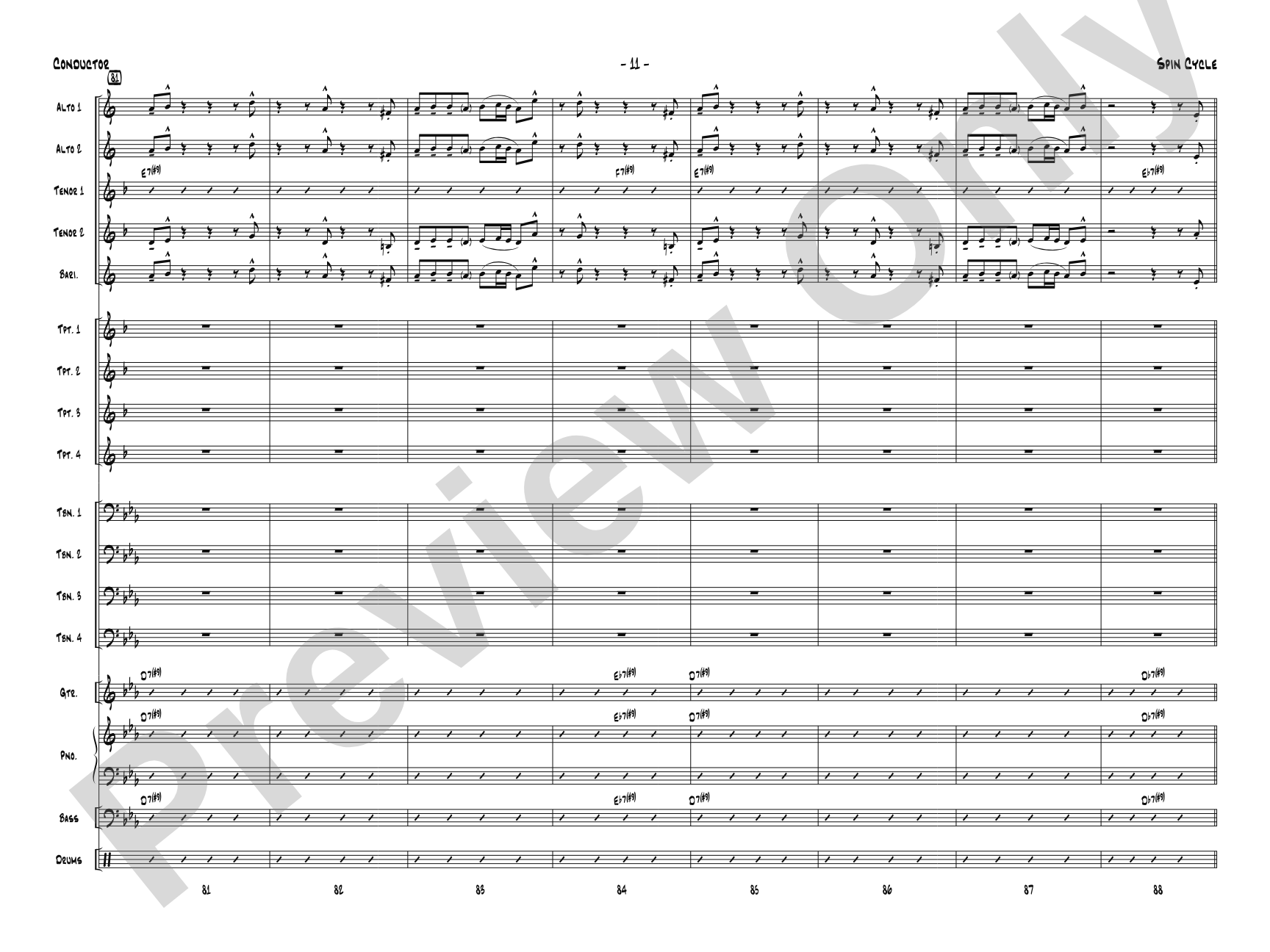 Spin Cycle: Jazz Ensemble Conductor Score & Parts
