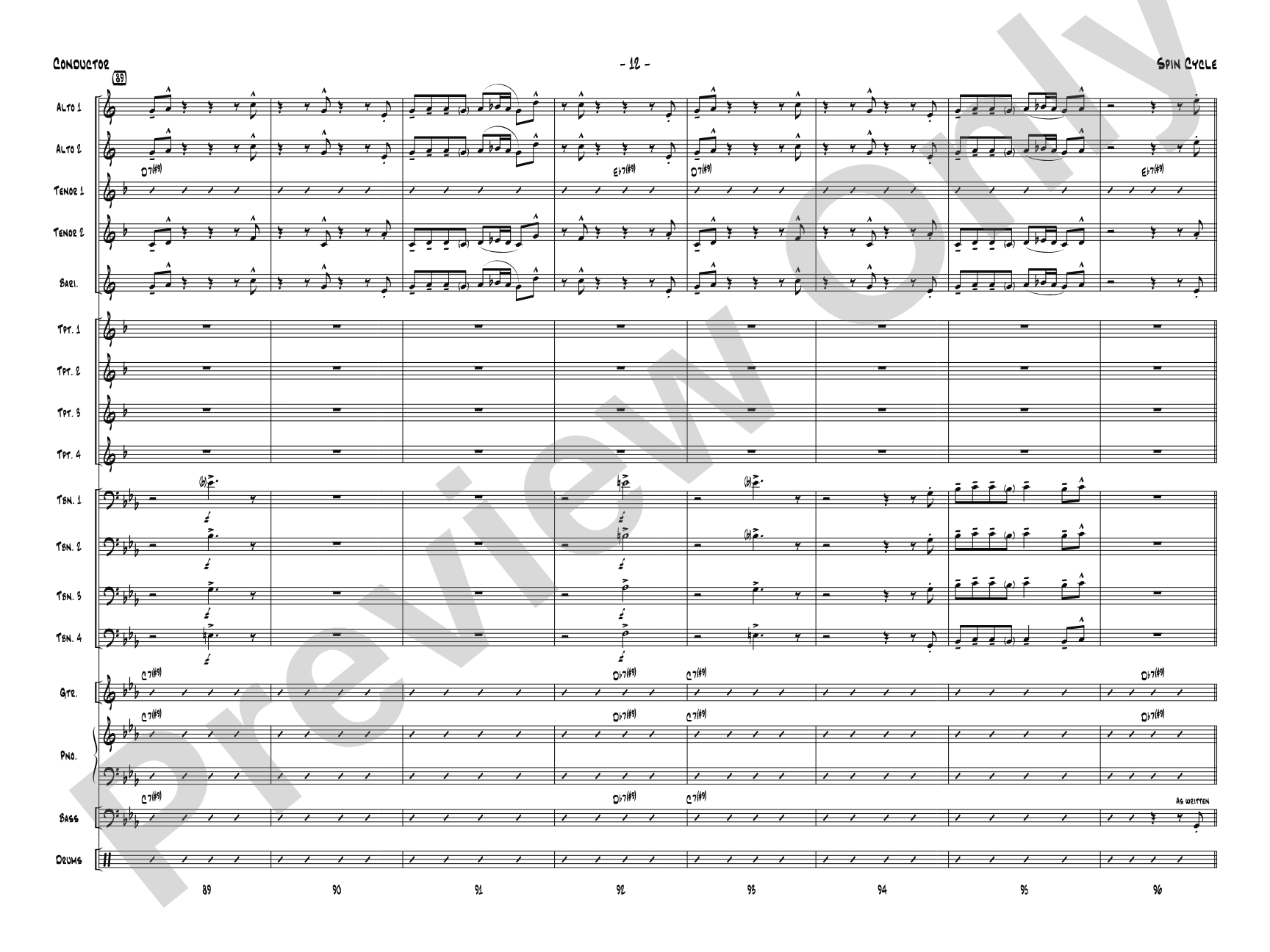 Spin Cycle: Jazz Ensemble Conductor Score & Parts