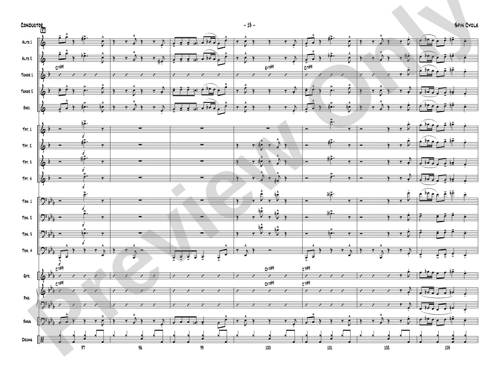 Spin Cycle: Jazz Ensemble Conductor Score & Parts