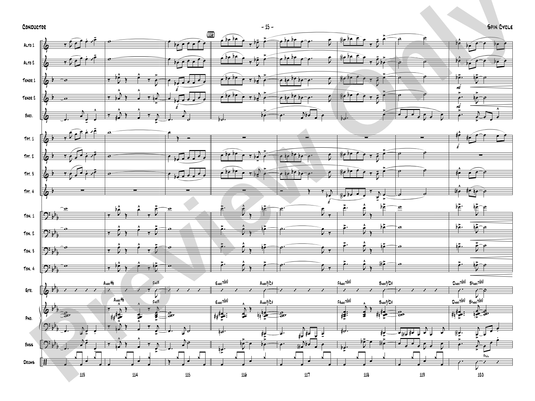 Spin Cycle: Jazz Ensemble Conductor Score & Parts
