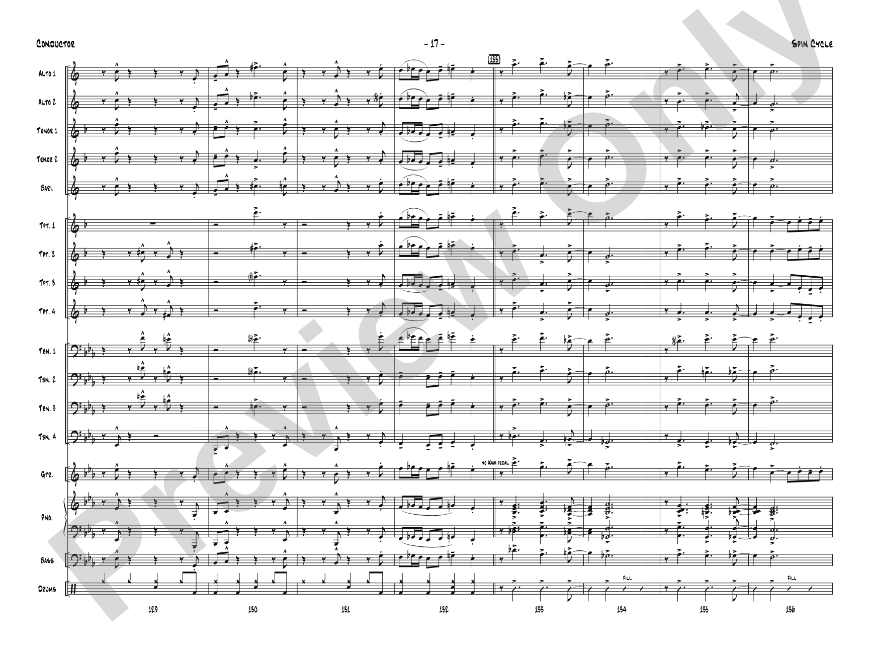Spin Cycle: Jazz Ensemble Conductor Score & Parts