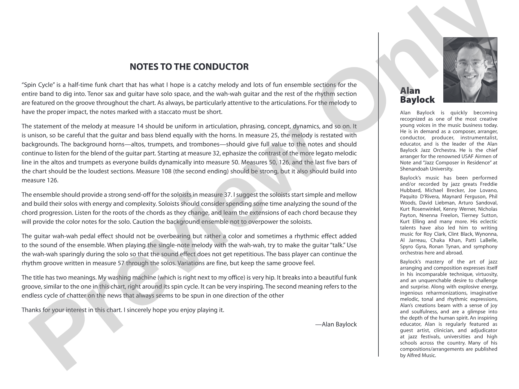 Spin Cycle: Jazz Ensemble Conductor Score & Parts