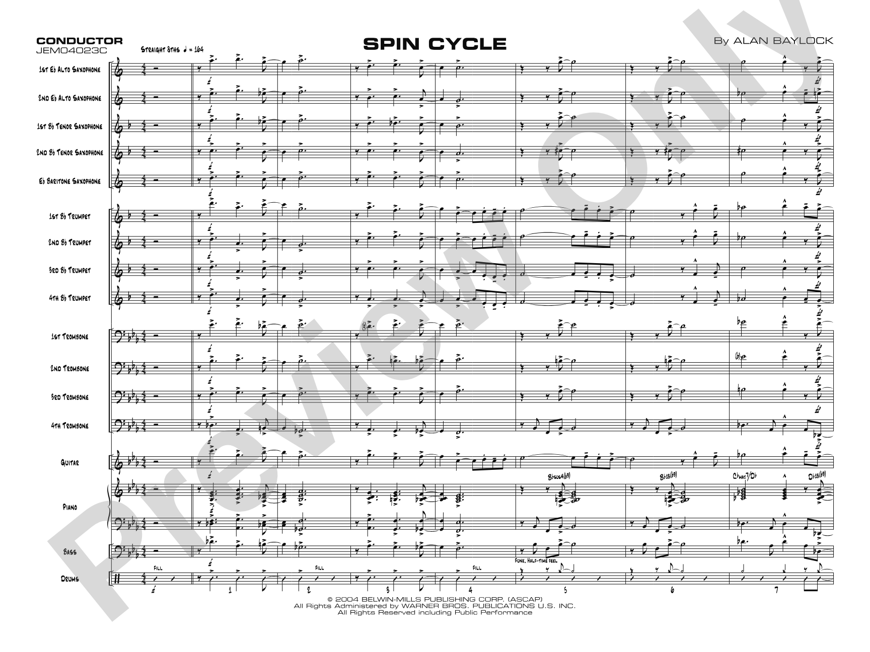 Spin Cycle: Jazz Ensemble Conductor Score & Parts
