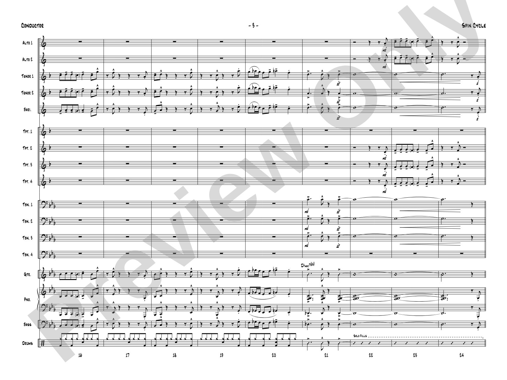 Spin Cycle: Jazz Ensemble Conductor Score & Parts