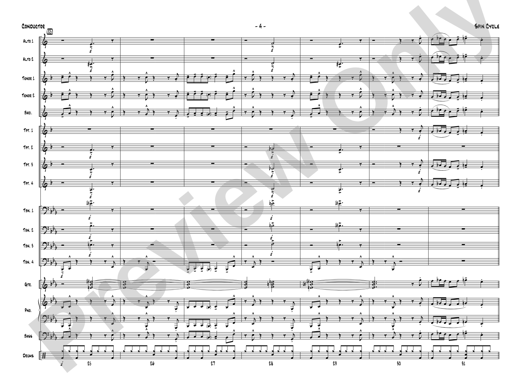 Spin Cycle: Jazz Ensemble Conductor Score & Parts