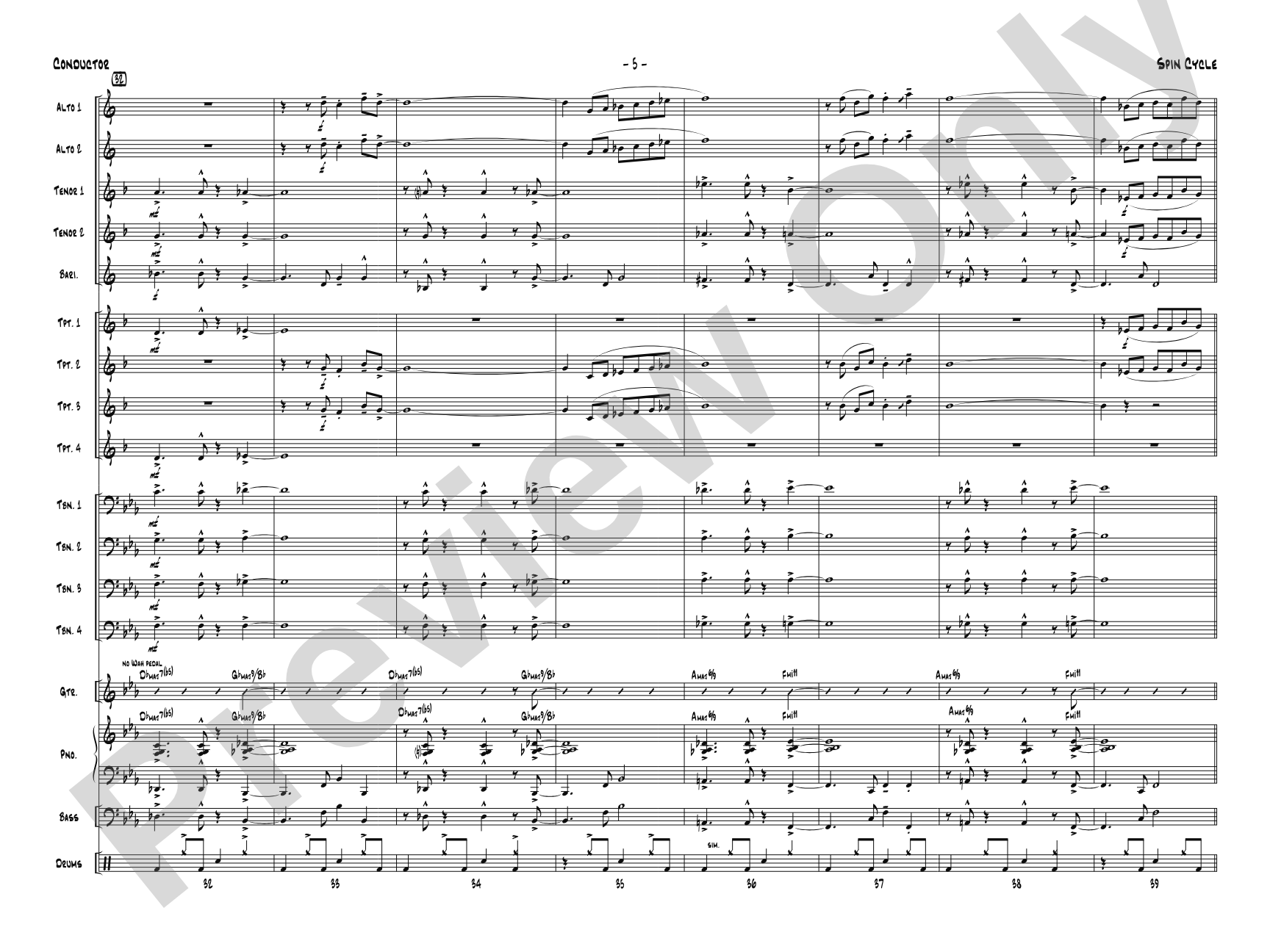 Spin Cycle: Jazz Ensemble Conductor Score & Parts