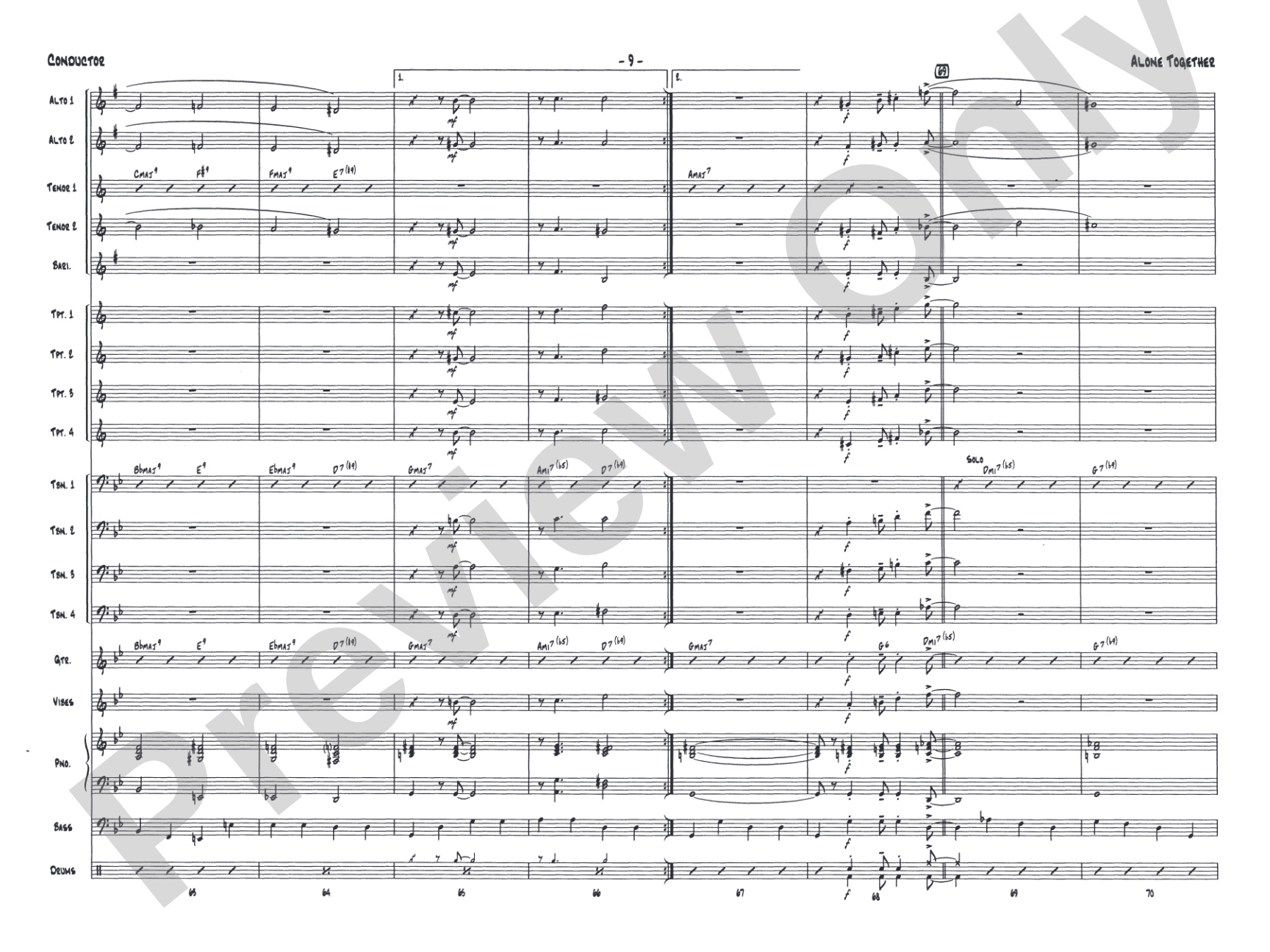 Alone Together: Jazz Ensemble Conductor Score & Parts
