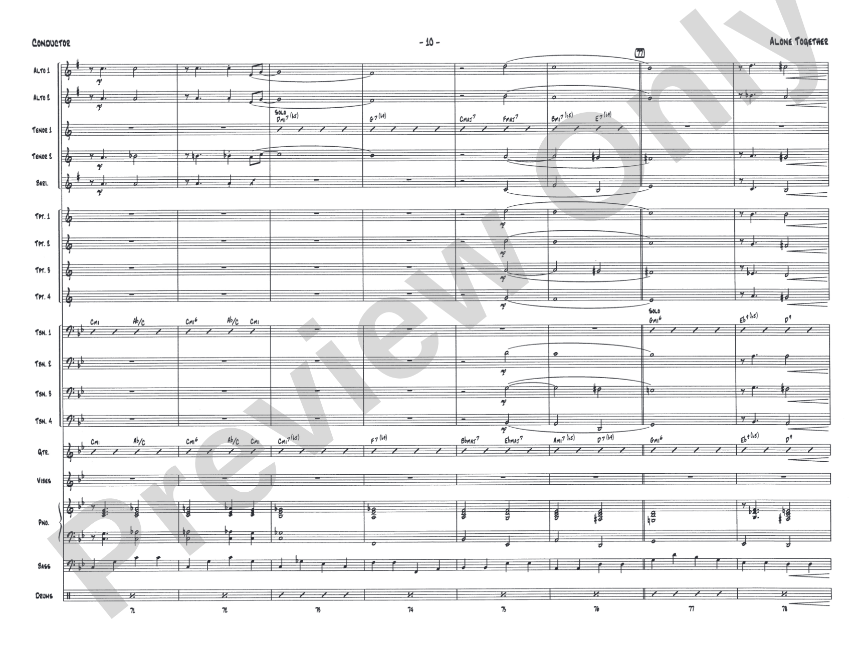 Alone Together: Jazz Ensemble Conductor Score & Parts