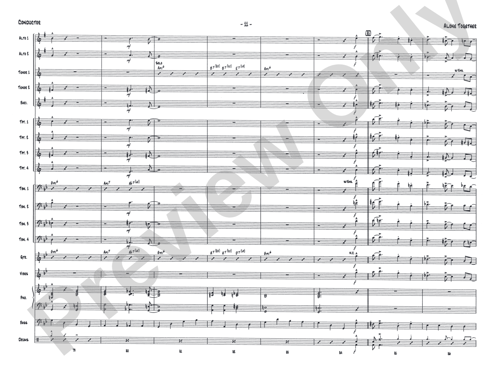 Alone Together: Jazz Ensemble Conductor Score & Parts