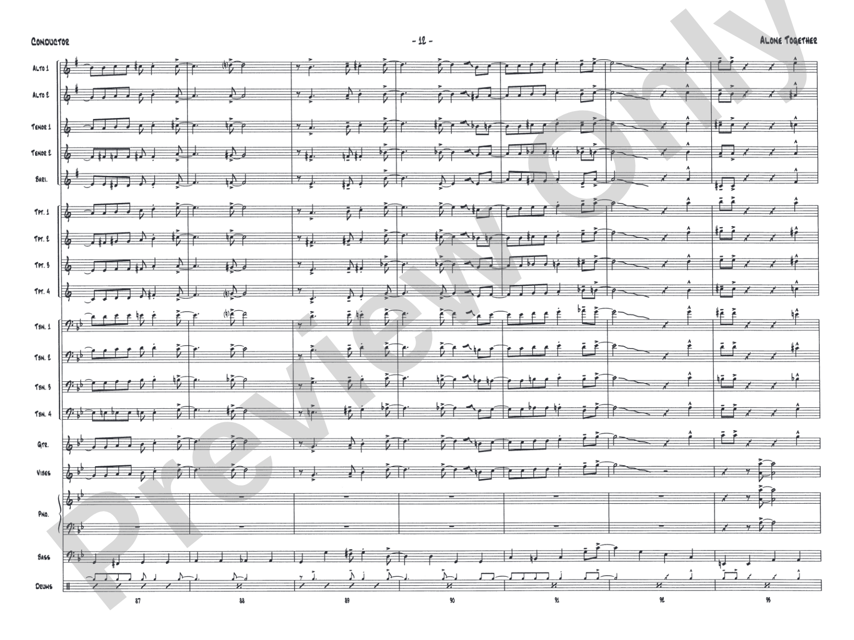Alone Together: Jazz Ensemble Conductor Score & Parts